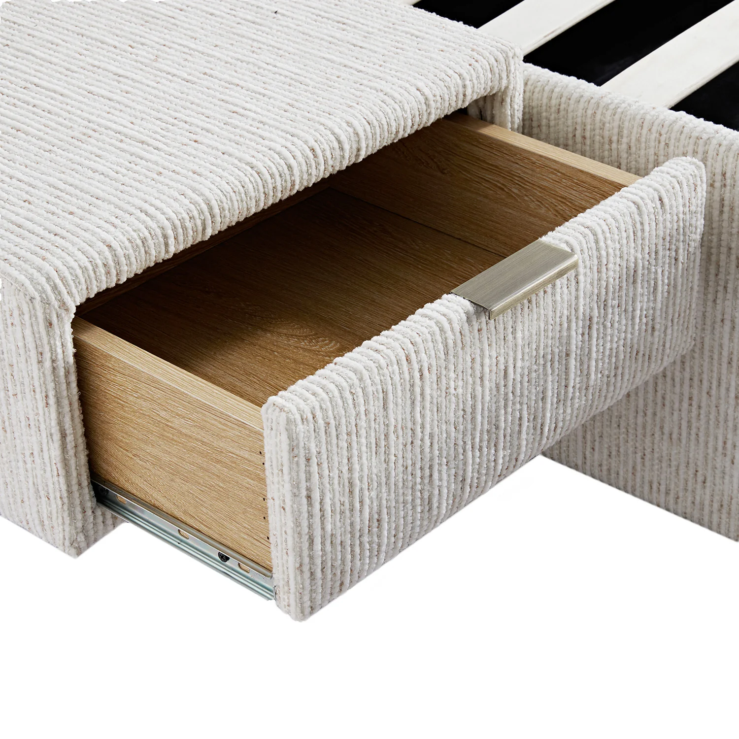 Tremezzo Oversized Ottoman Storage Bed, Beige Textured Fabric - Image 20