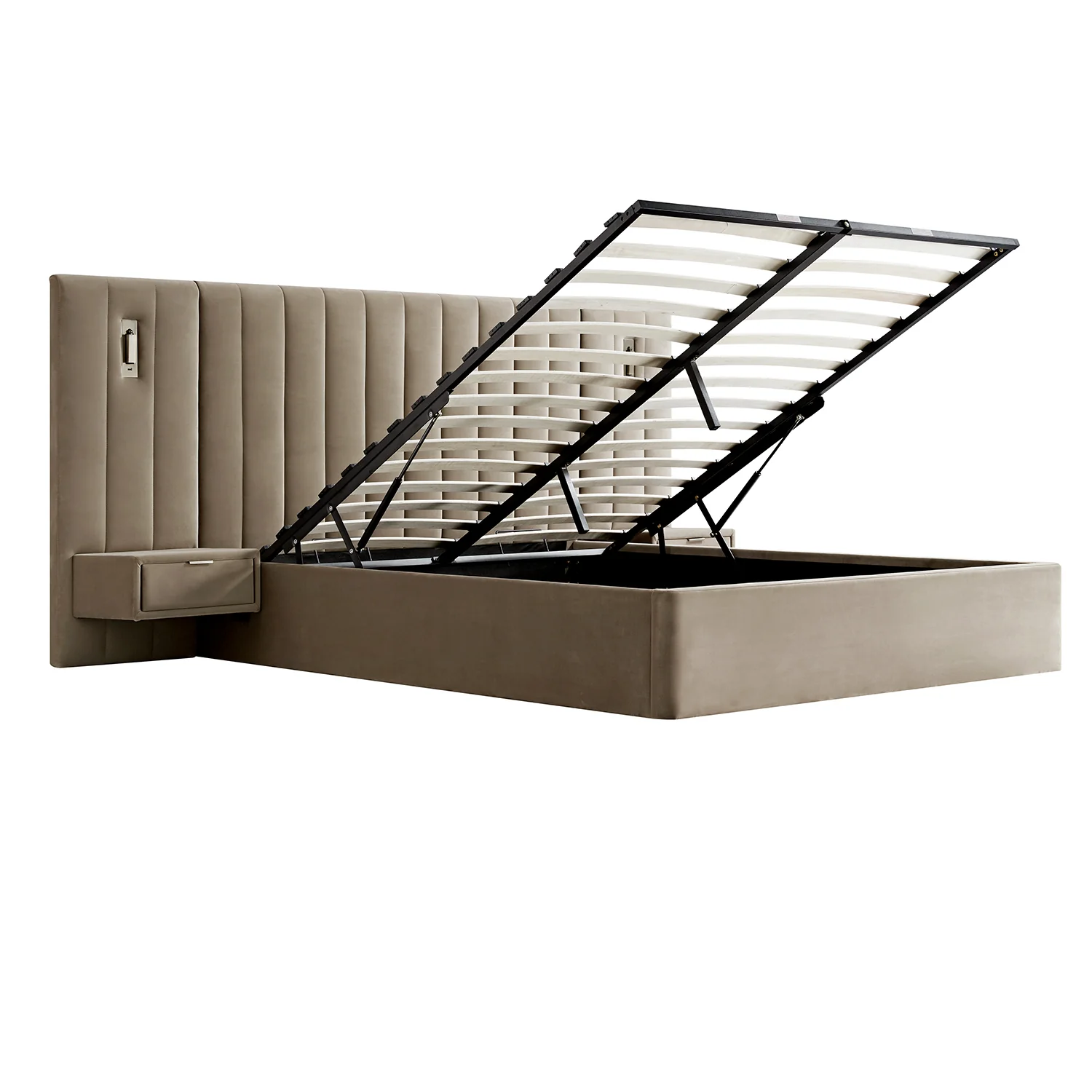 Tremezzo Oversized Ottoman Storage Bed, Taupe Velvet - Image 11