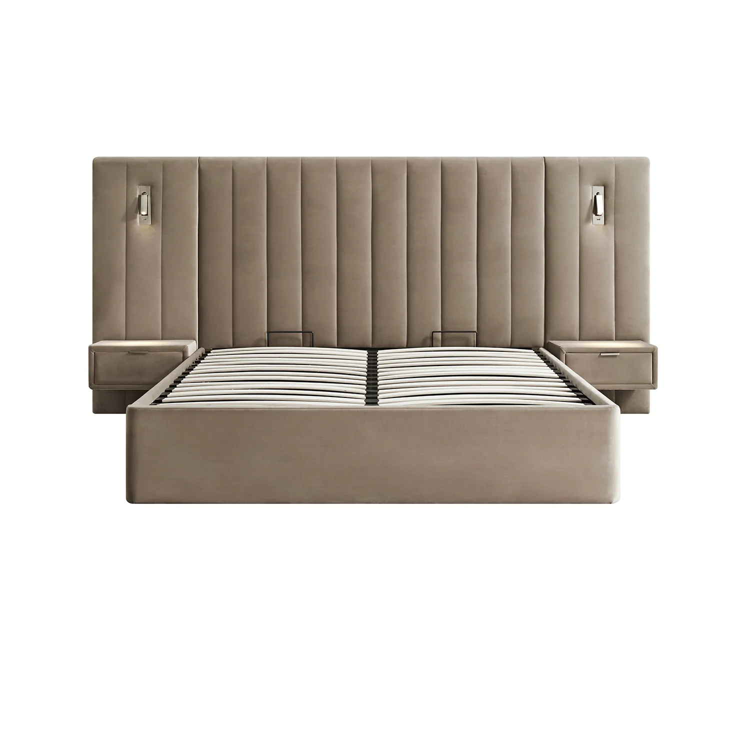 Tremezzo Oversized Ottoman Storage Bed, Taupe Velvet - Image 8