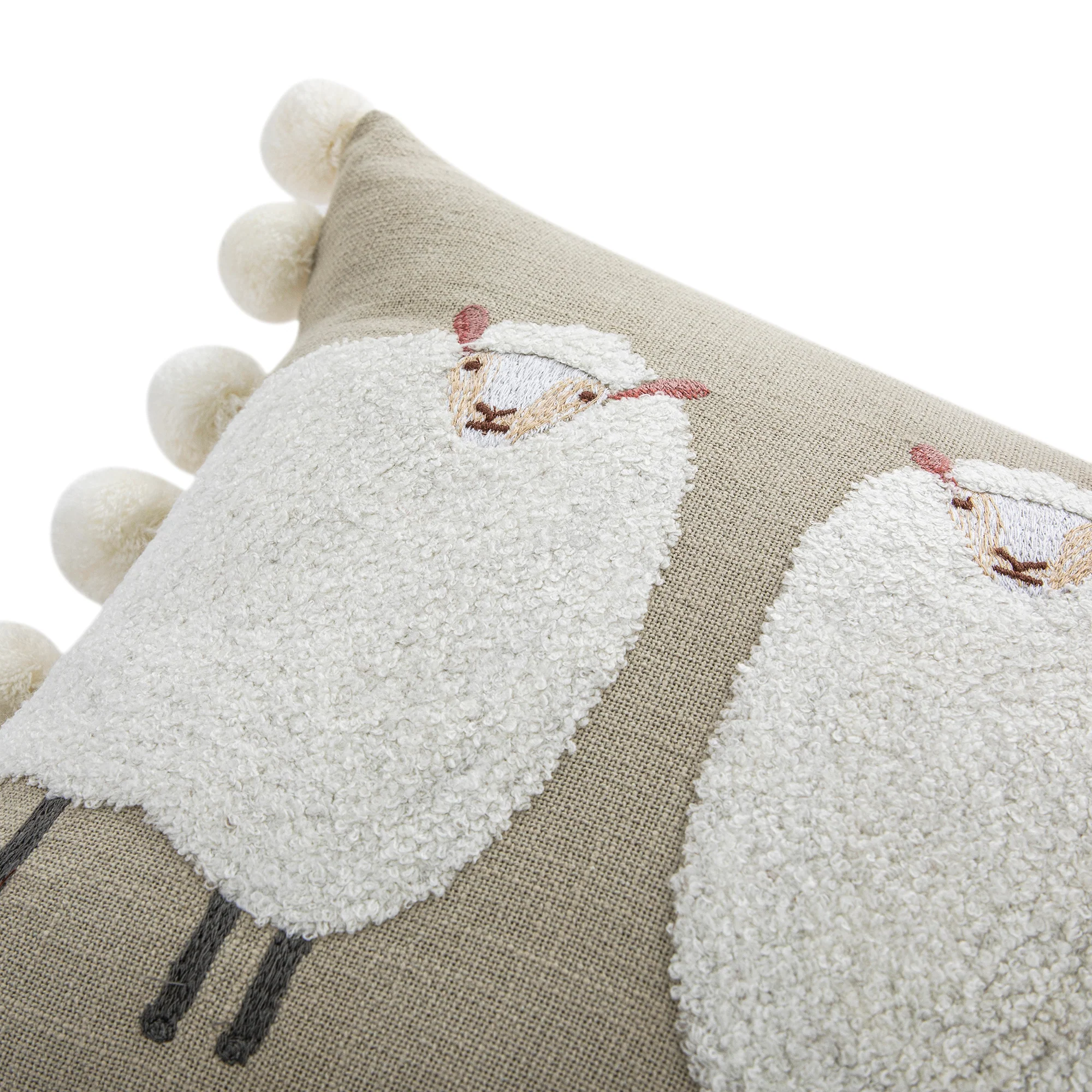 Country Collection Trio Of Sheep Wool Embroidered Cushion - Image 5