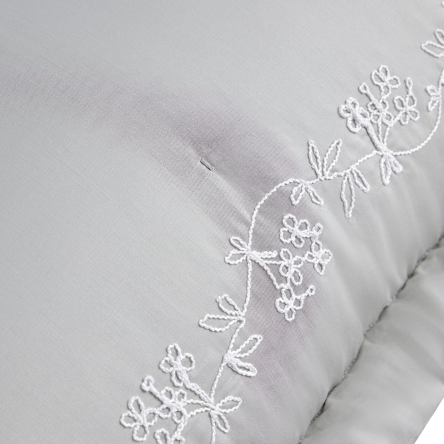 Valentina Grey Floral Embroidered 600 Thread Count Cotton Sateen Continental Square Pillowcases - Pair - Image 4