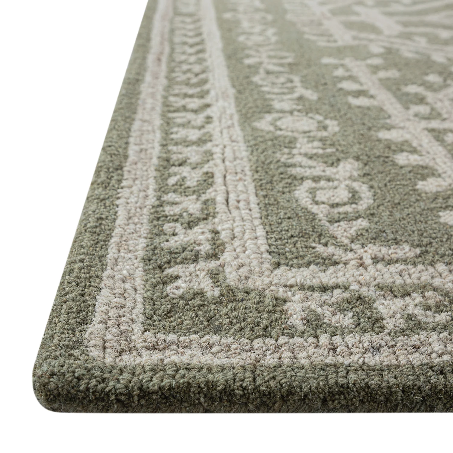 Varanasi Green Traditional Hand Tufted Wool Rug - Image 4