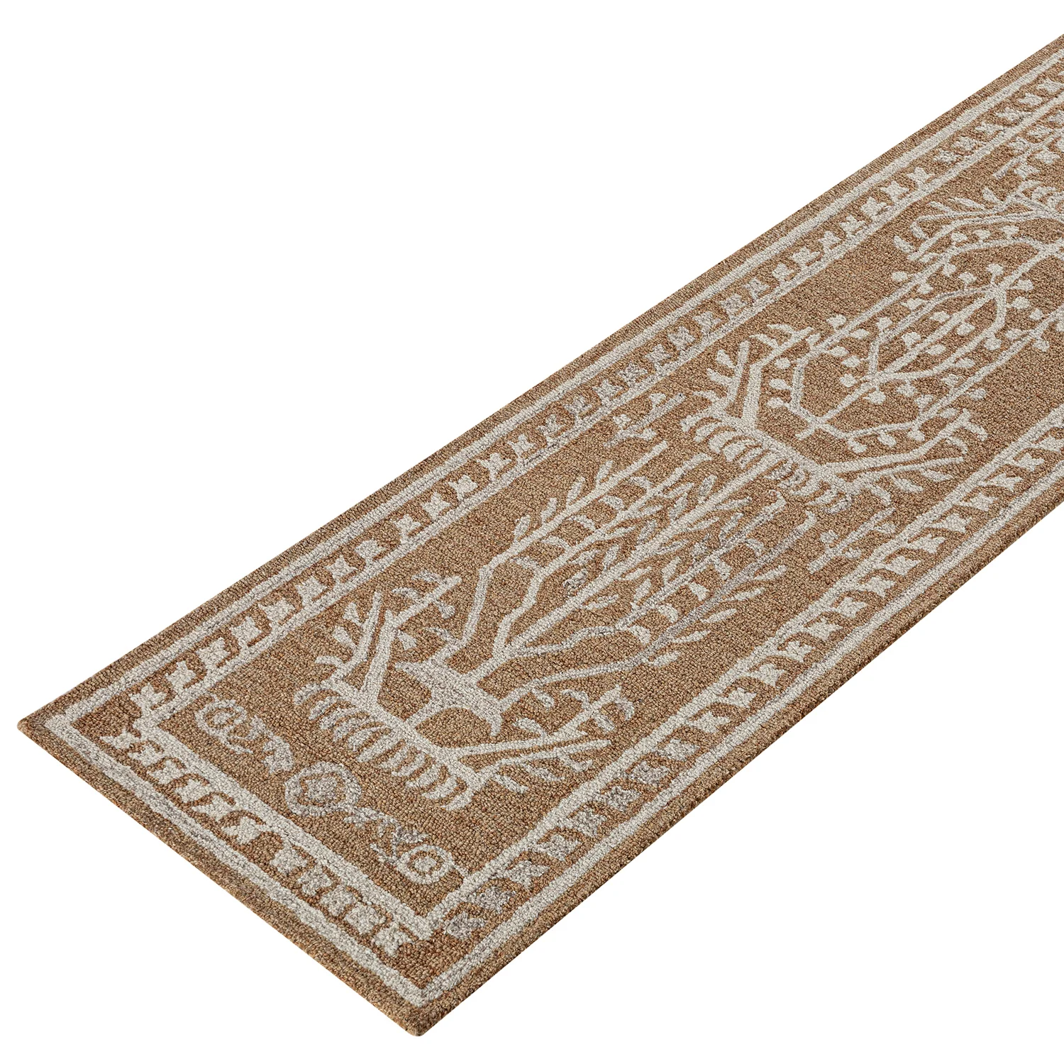 Varanasi Rust Traditional Hand Tufted Wool Runner - Image 2