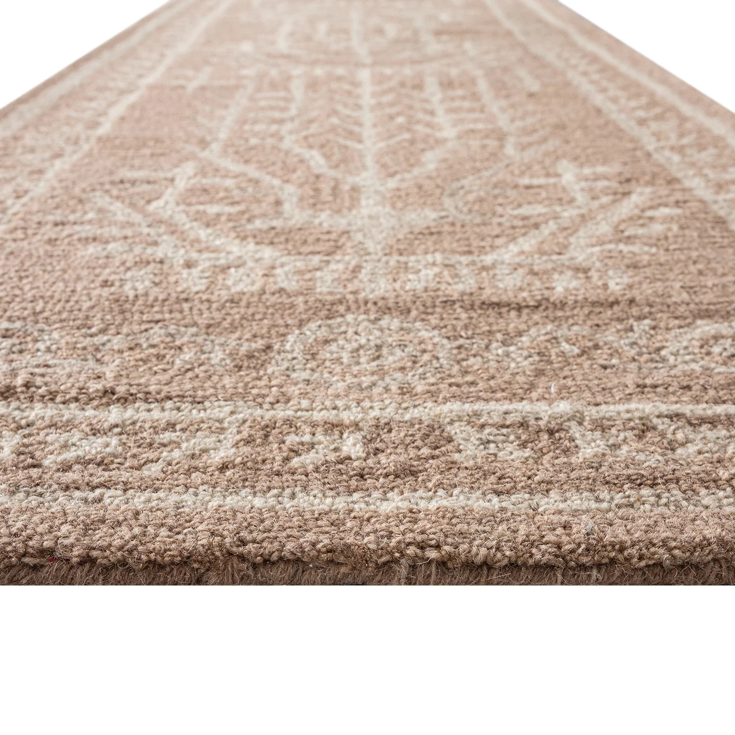 Varanasi Taupe Traditional Hand Tufted Wool Runner - Image 4