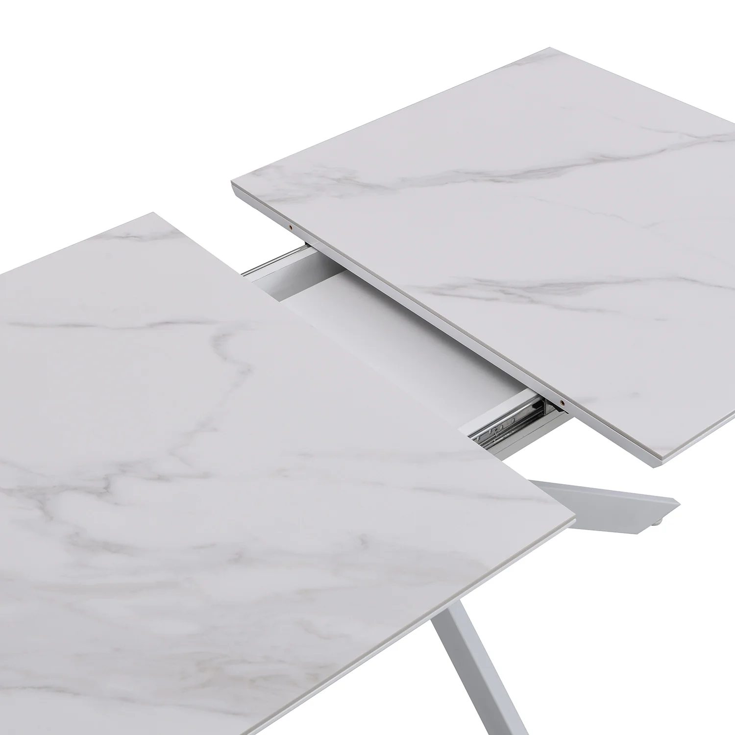 Varden White Ceramic Extending Dining Table - Image 9