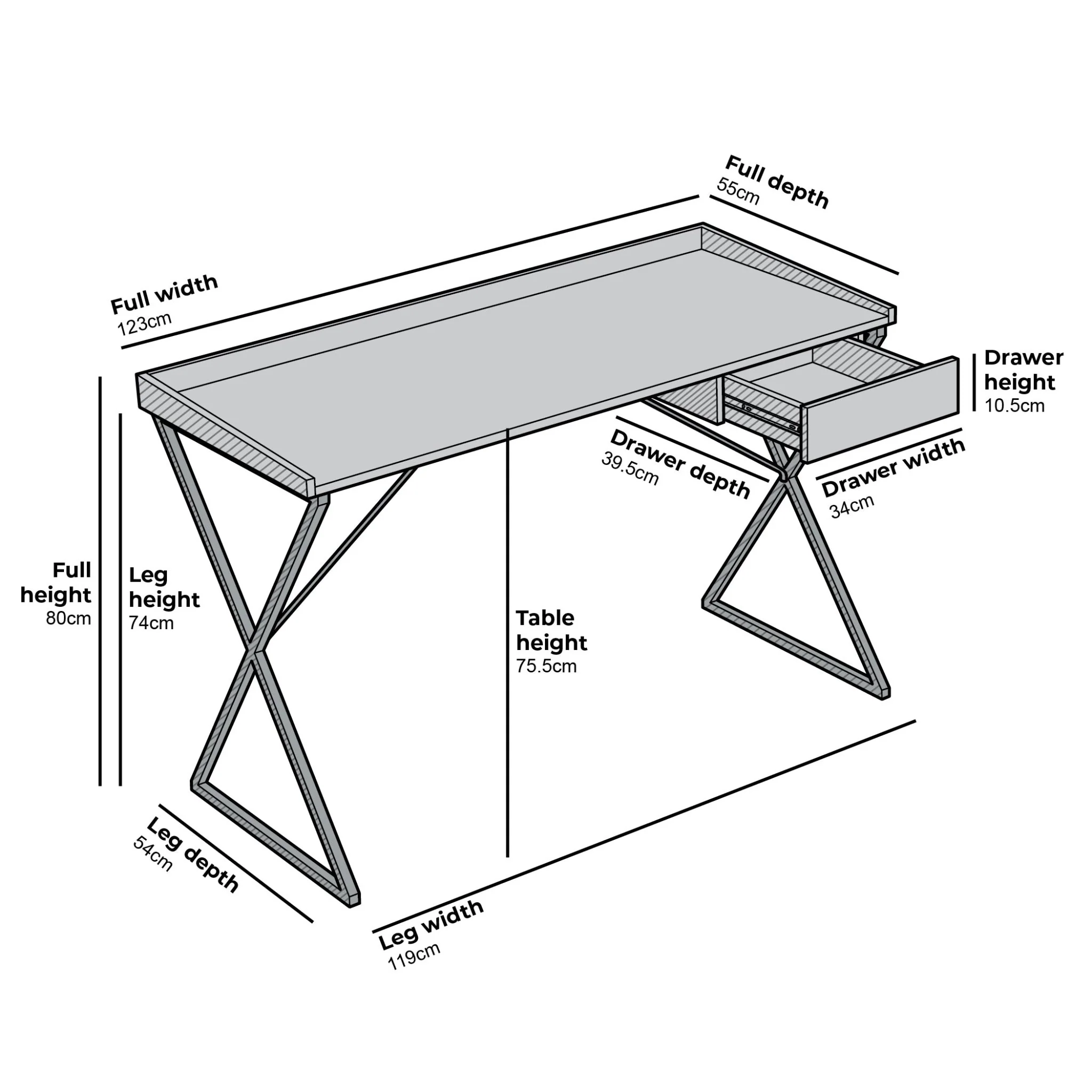 Vaxjo 1-Drawer Desk - Image 5