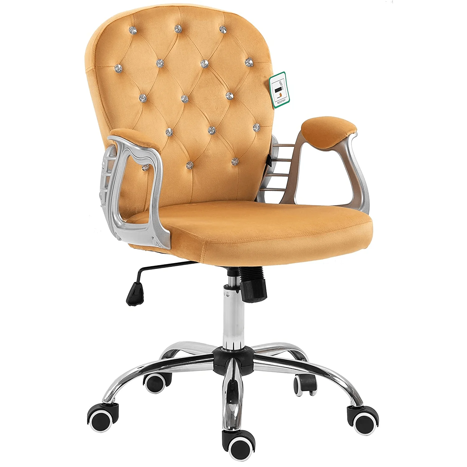 Mustard Velvet Chesterfield Swivel Chair - Image 6