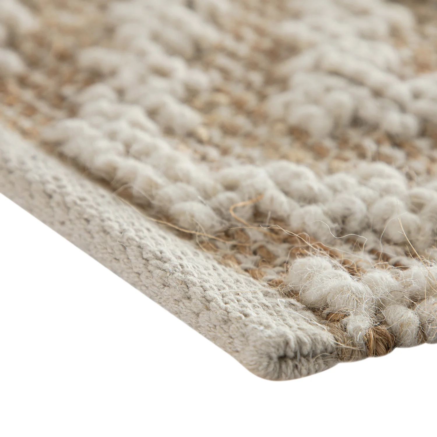 Veneta Natural & Ivory White Diamond Handwoven Wool & Jute Rug - Image 7