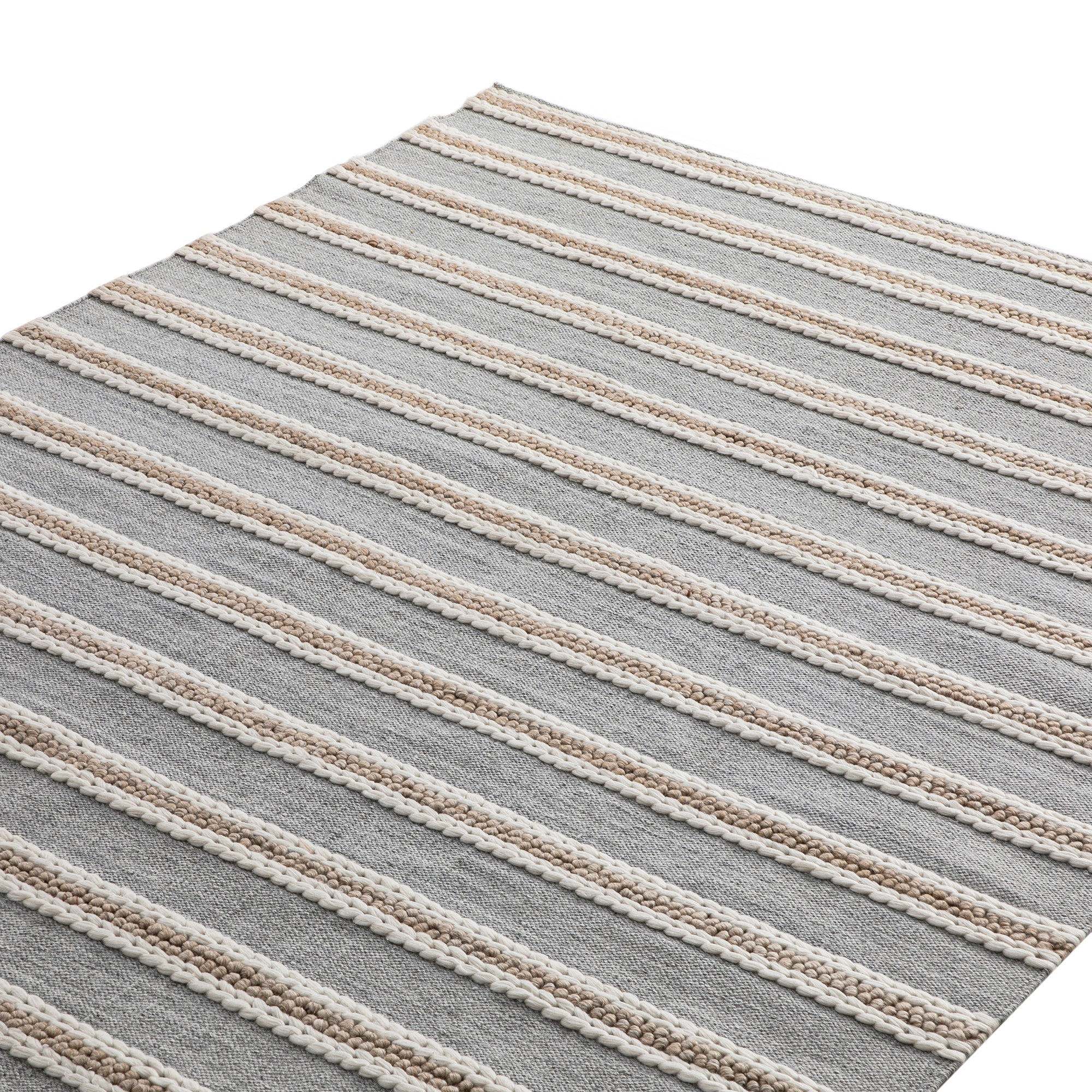 Villa Stripe Indoor Outdoor Handwoven Grey Rug - Image 4