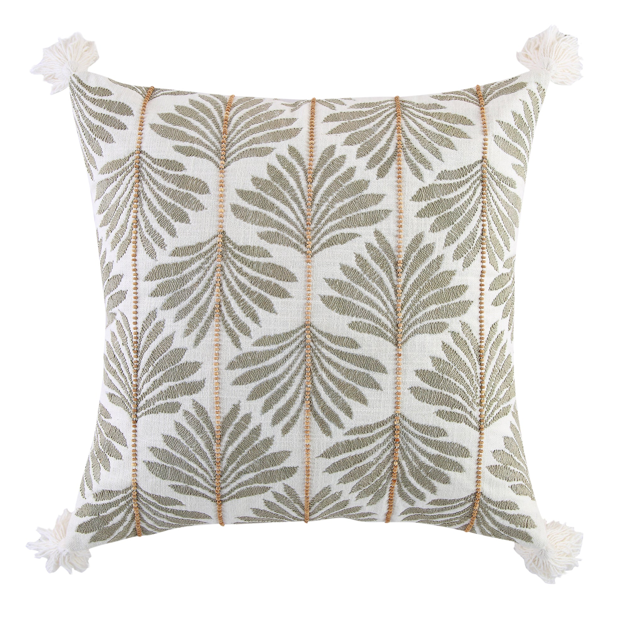 Vine Collection Japonica Hand Embroidered Beaded Cushion - Image 3