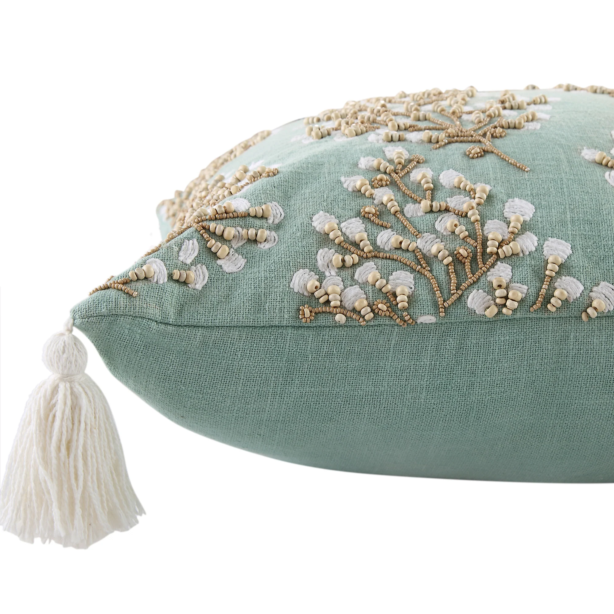 Vine Collection Primula Hand Embroidered Beaded Cushion - Image 4
