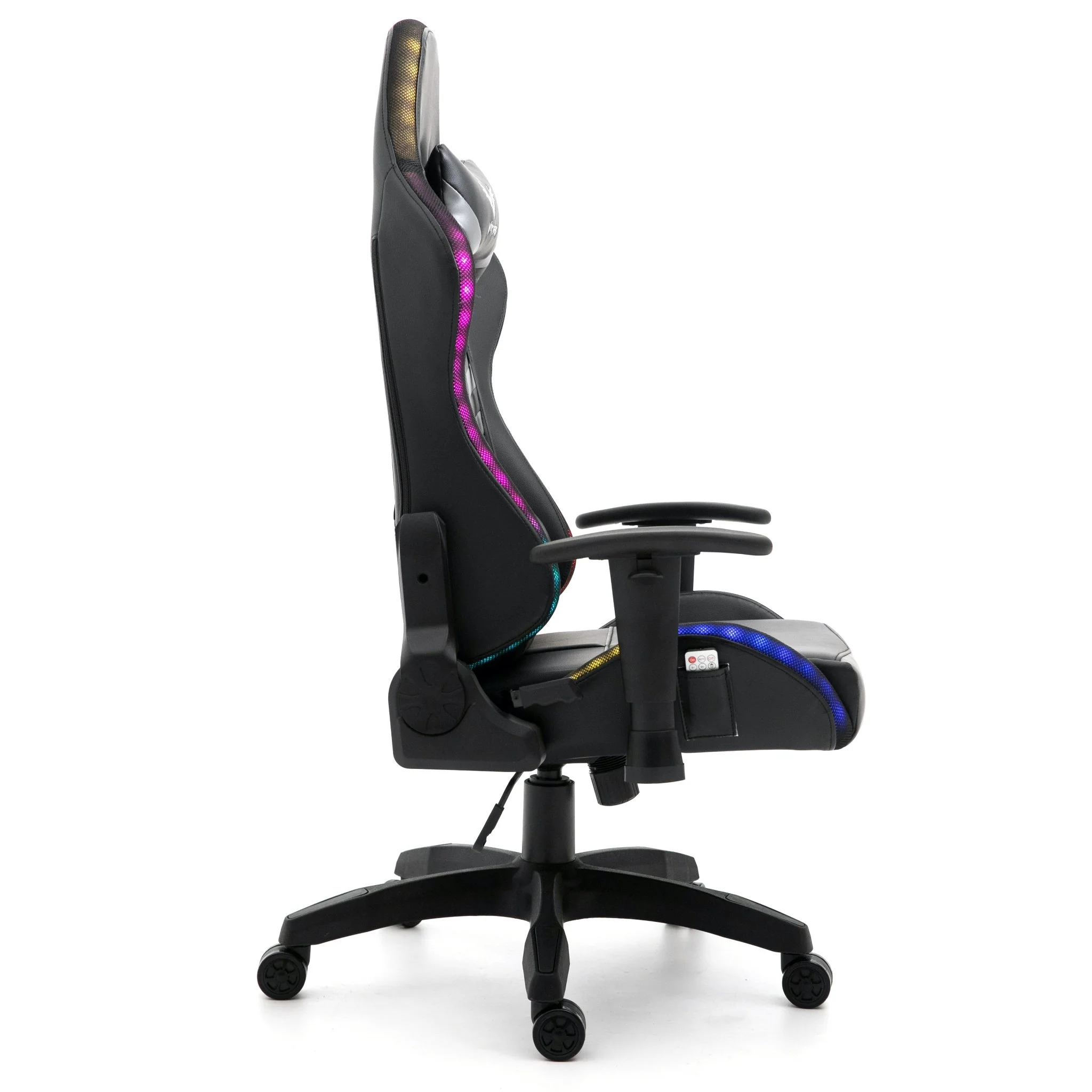 VIRIBUS X1 Office Gaming Chair with 12-Colour LED Lights, Black and Grey - Image 5