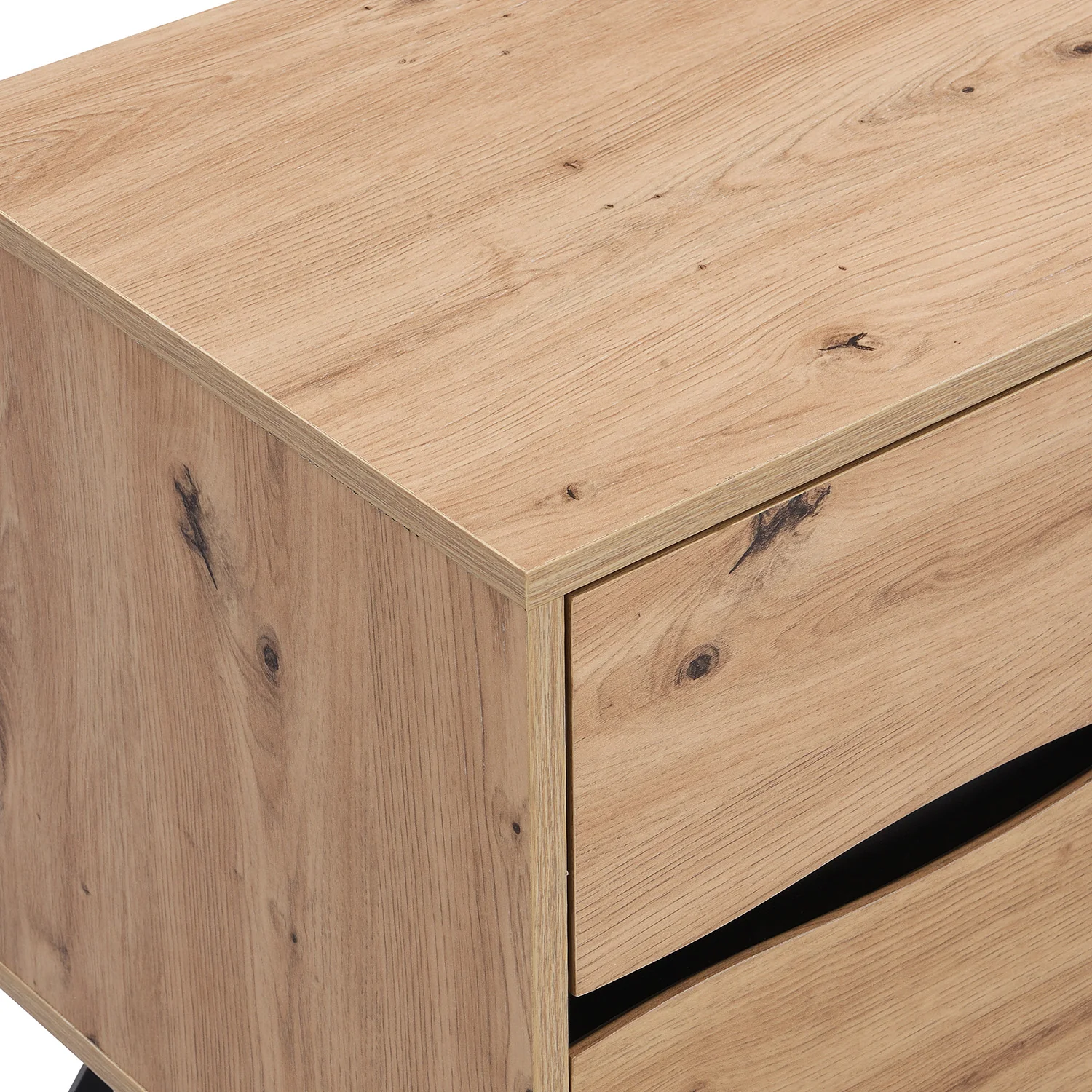 Weston Oak Effect 2 Drawer Bedside Table - Image 12