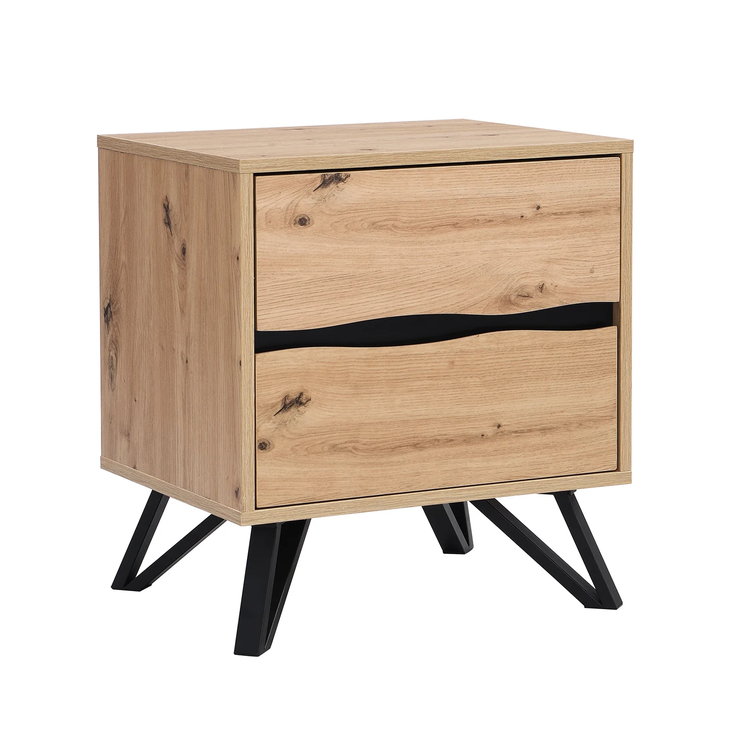 Weston Oak Effect 2 Drawer Bedside Table - Image 6