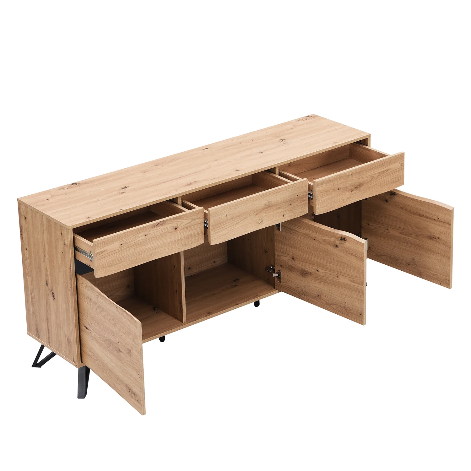 Weston Oak Effect 3 Door 3 Drawer Large Sideboard - Image 10