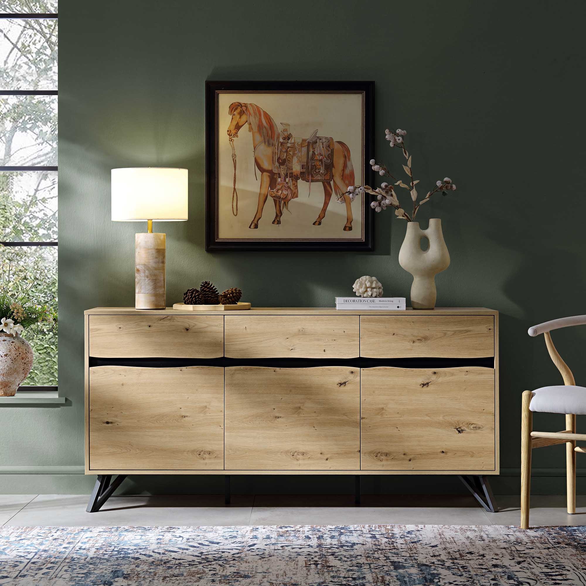 Weston Oak Effect 3 Door 3 Drawer Large Sideboard - Image 2