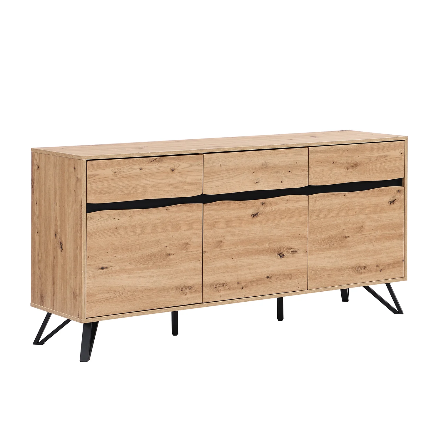Weston Oak Effect 3 Door 3 Drawer Large Sideboard - Image 7