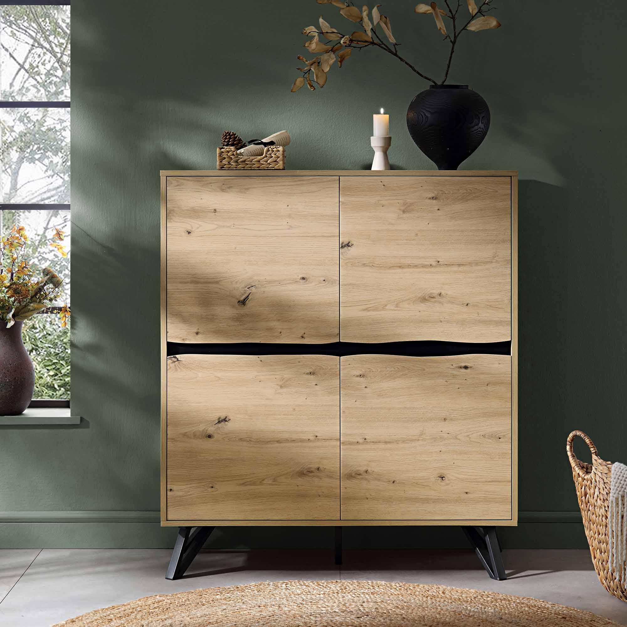 Weston Oak Effect 4 Door Cabinet - Image 2
