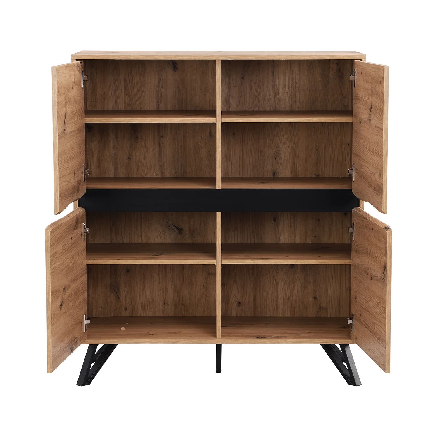 Weston Oak Effect 4 Door Cabinet - Image 7