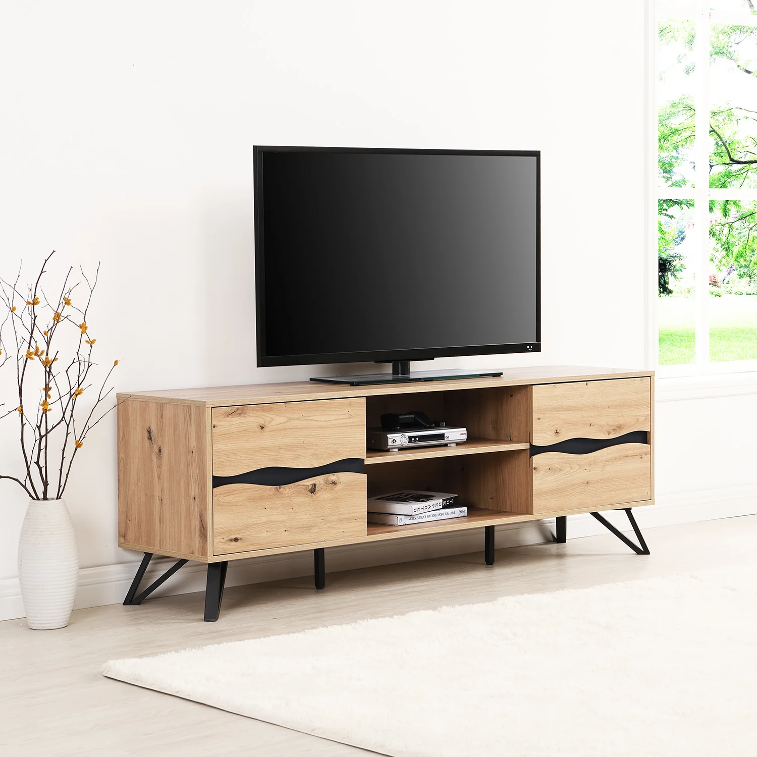 Weston Oak Effect Wide TV Unit - Image 4