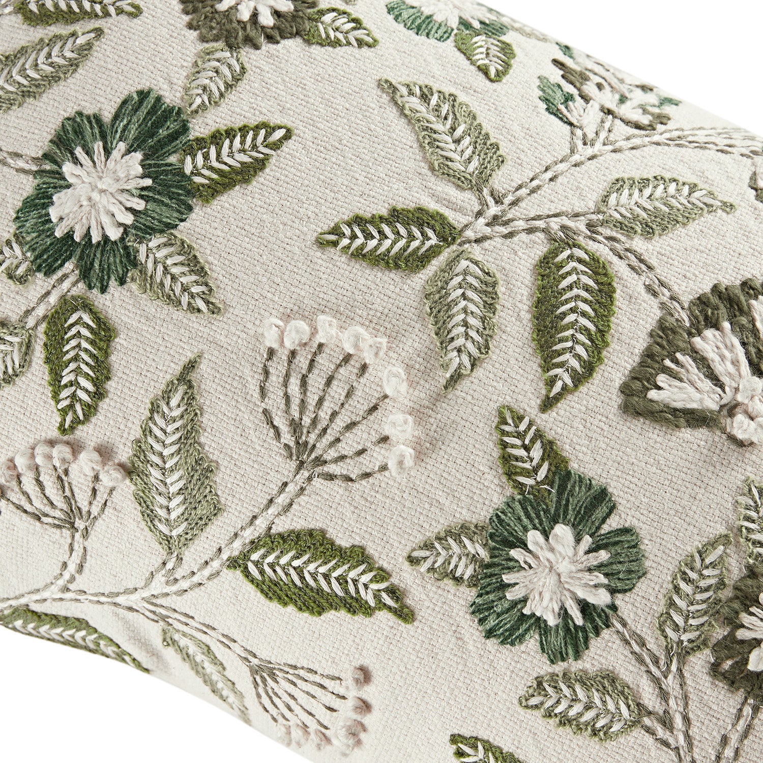 Willow Cream Meadowsweet Floral Embroidered Rectangular Cushion - Image 2