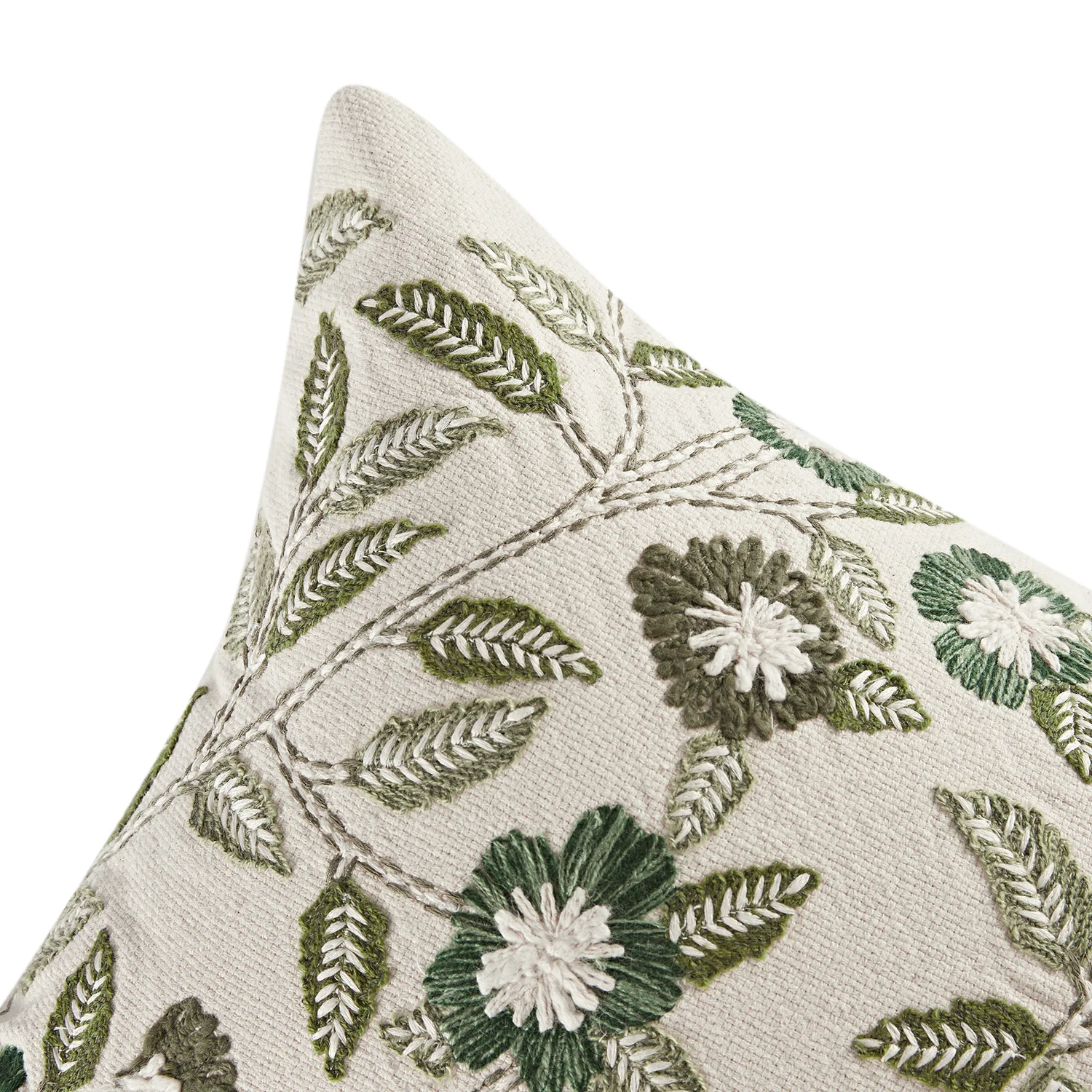 Willow Cream Meadowsweet Floral Embroidered Rectangular Cushion - Image 4