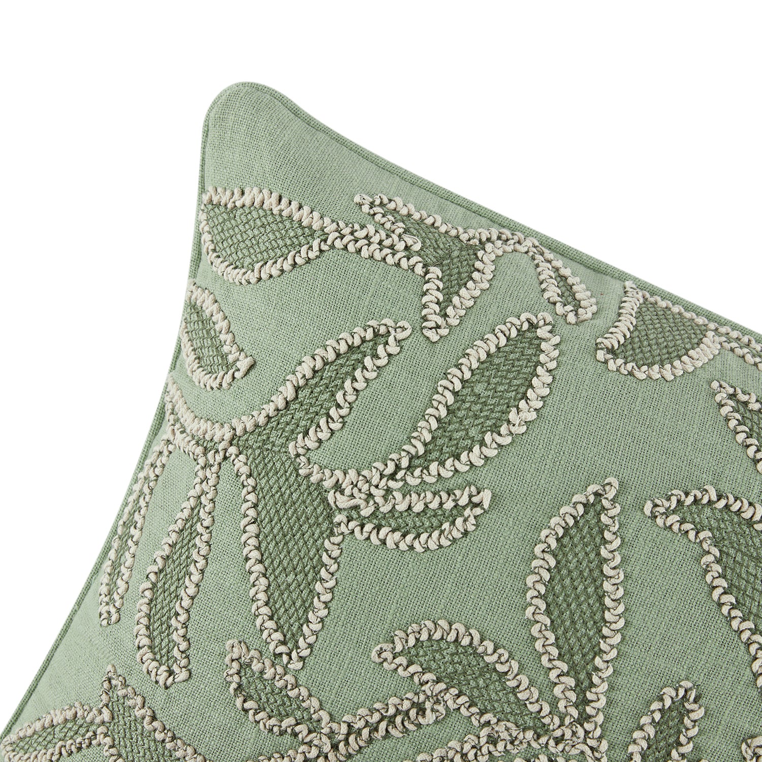 Willow Sage Green Botanic Haven Embroidered Rectangular Cushion - Image 3
