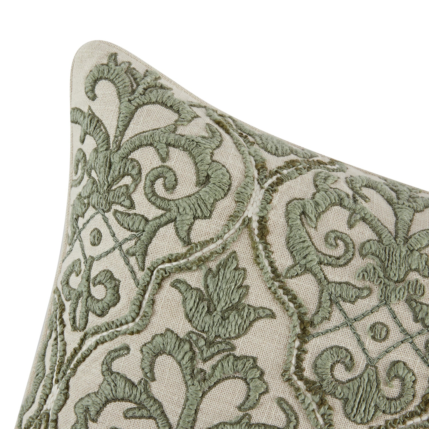 Willow Sage Green Gilded Grove Embroidered Cushion - Image 3