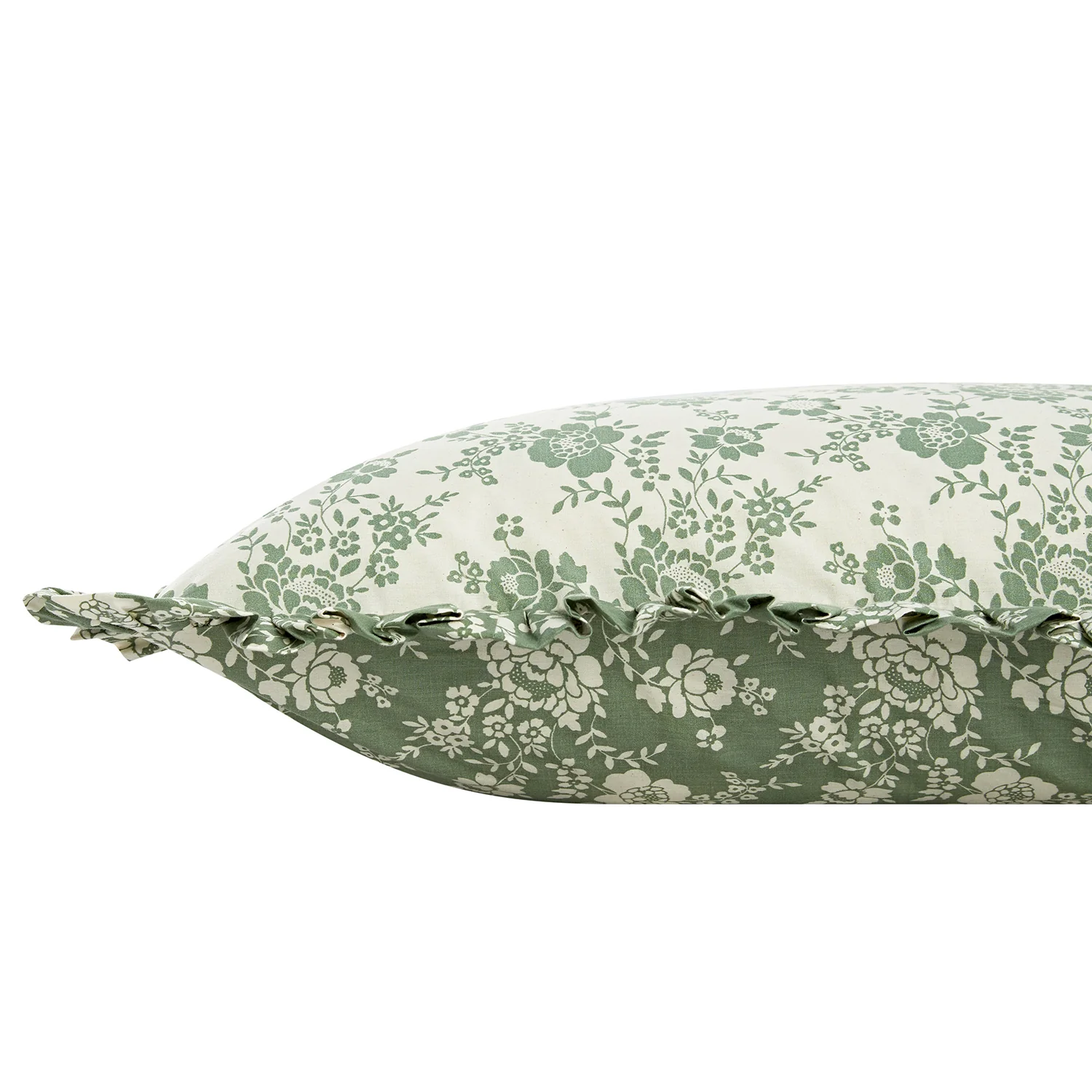 Willow Sage Green & Ivory Floral Ruffle Reversible 210 Thread Count Cotton Percale Continental Pillowcases - Pair - Image 4