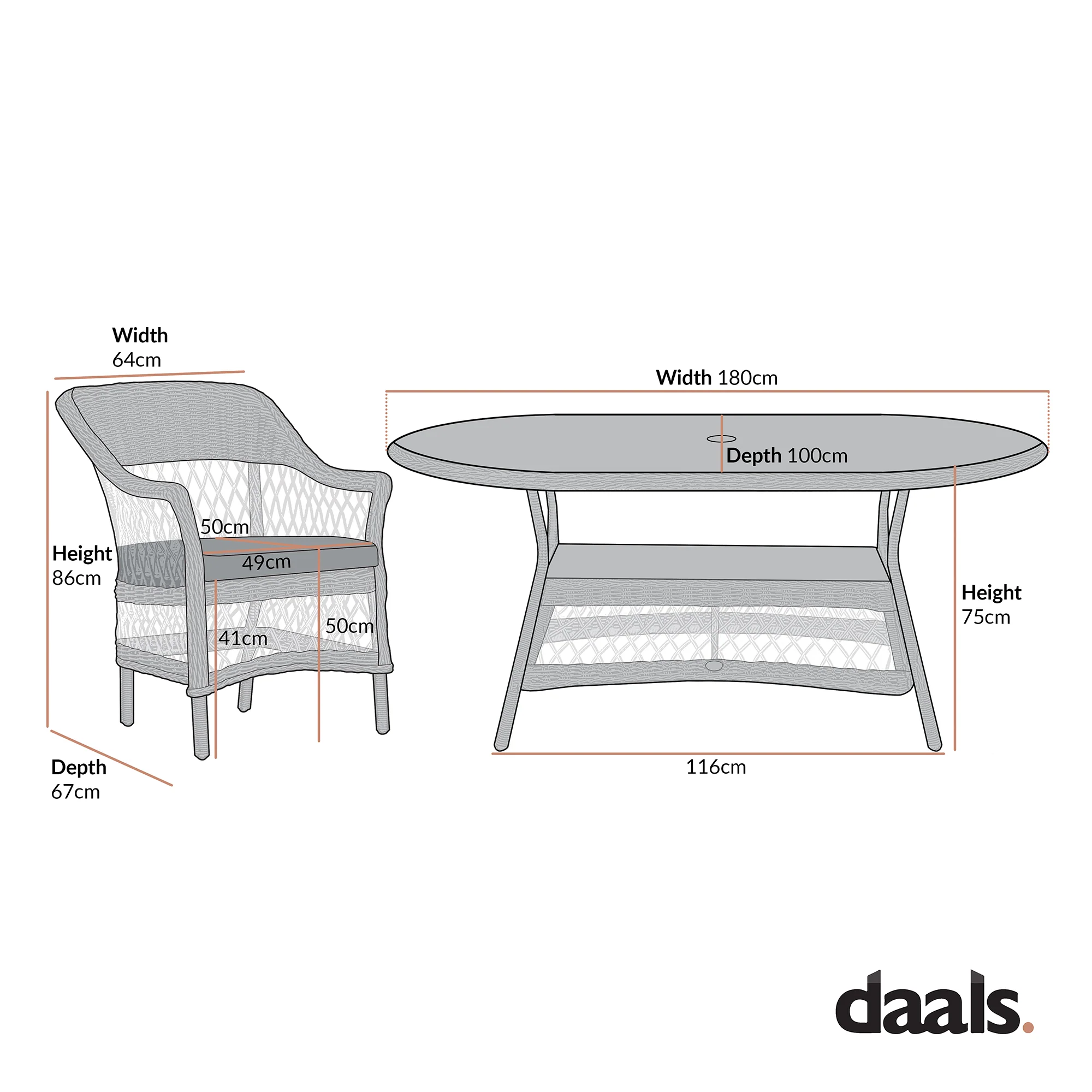 Willowbrook Lattice Weave Rattan 6-Seater Oval Dining Set, Natural - Image 10