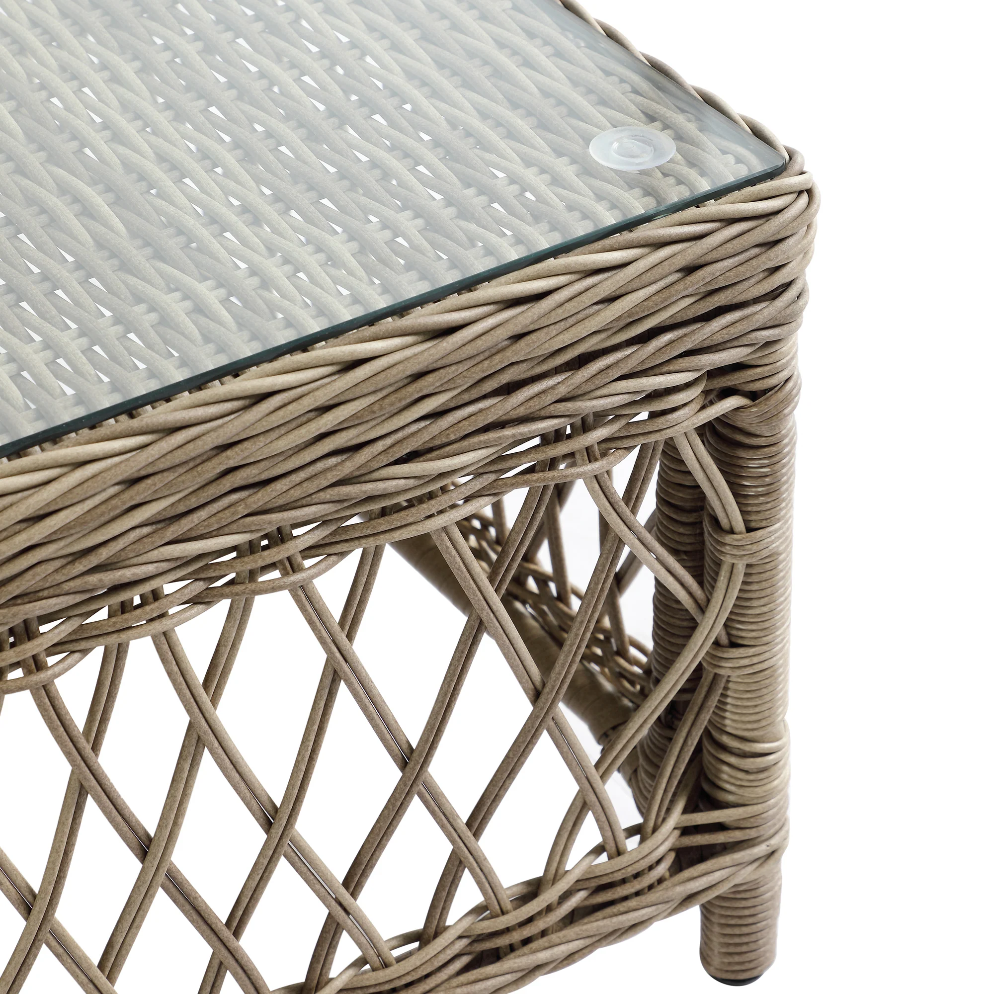 Willowbrook Lattice Weave Rattan 7-Seater Large Sofa Set, Natural - Image 9