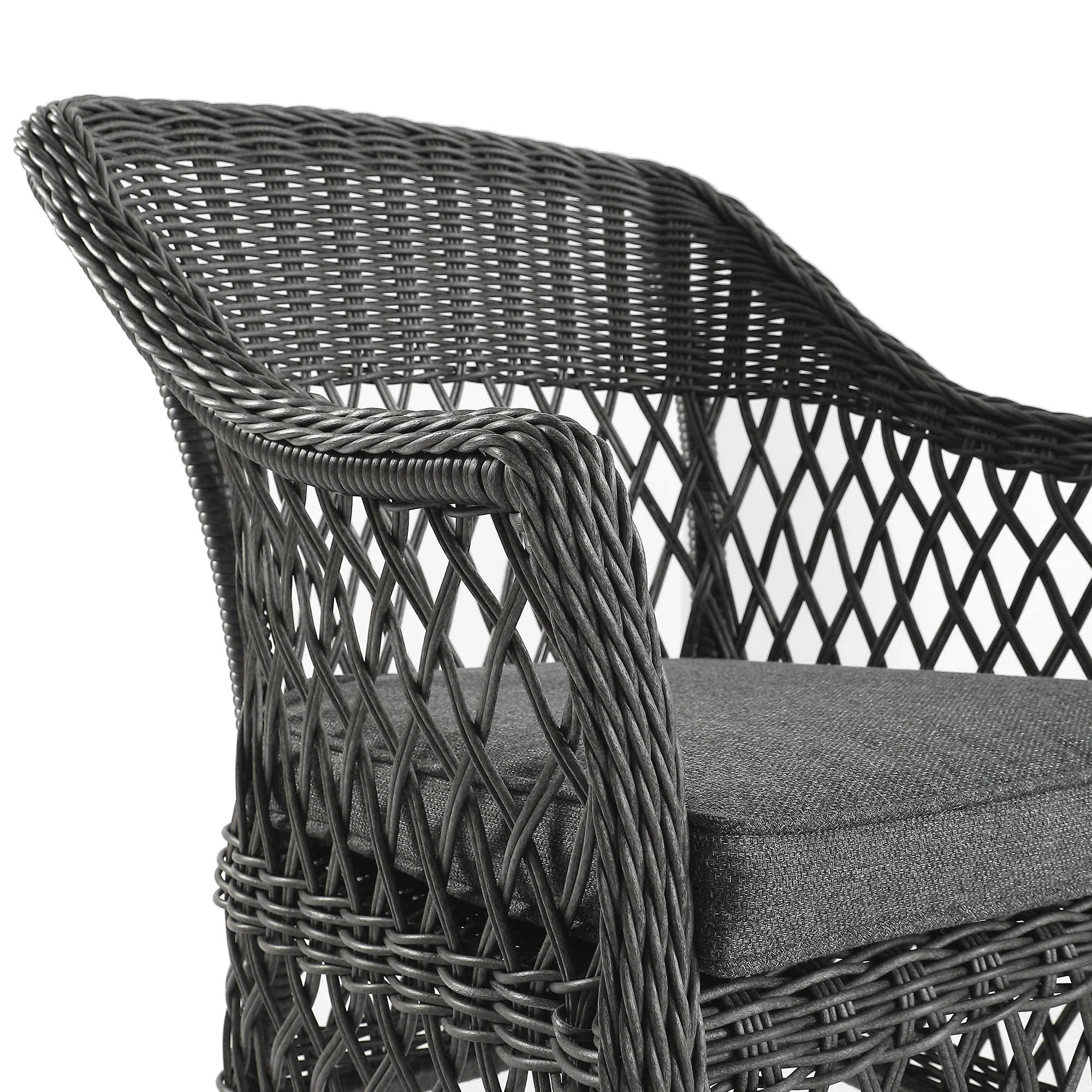 Willowbrook Lattice Weave Rattan Bistro Set, Dark Grey - Image 16