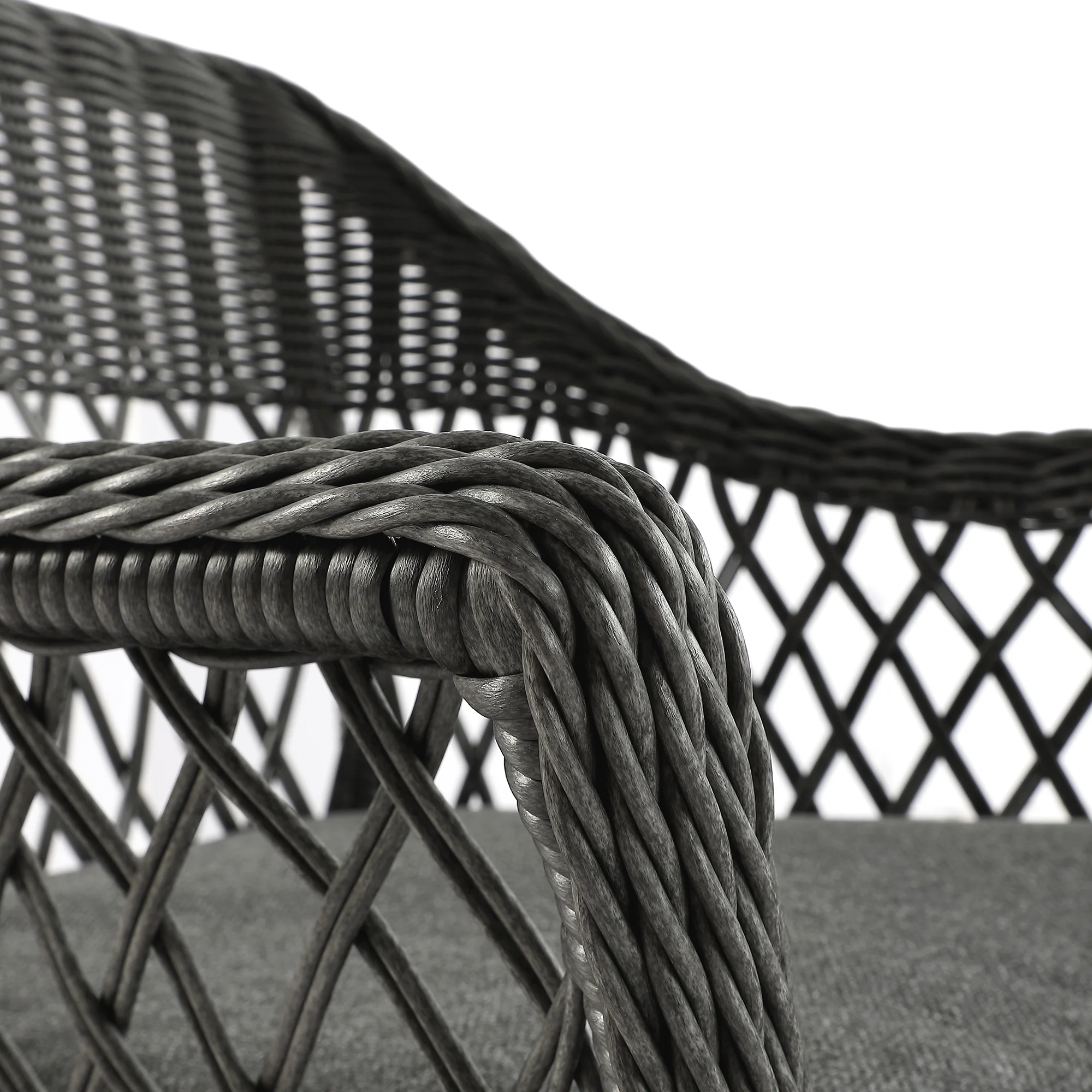 Willowbrook Lattice Weave Rattan Bistro Set, Dark Grey - Image 19