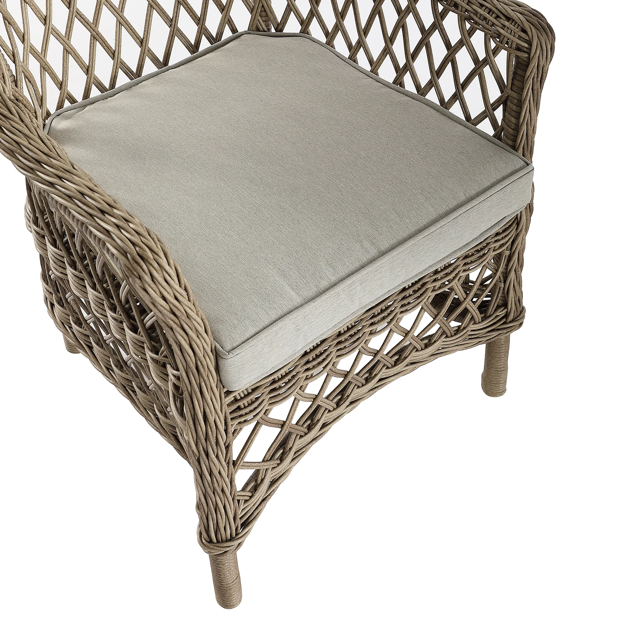 Willowbrook Lattice Weave Rattan Bistro Set, Natural - Image 15