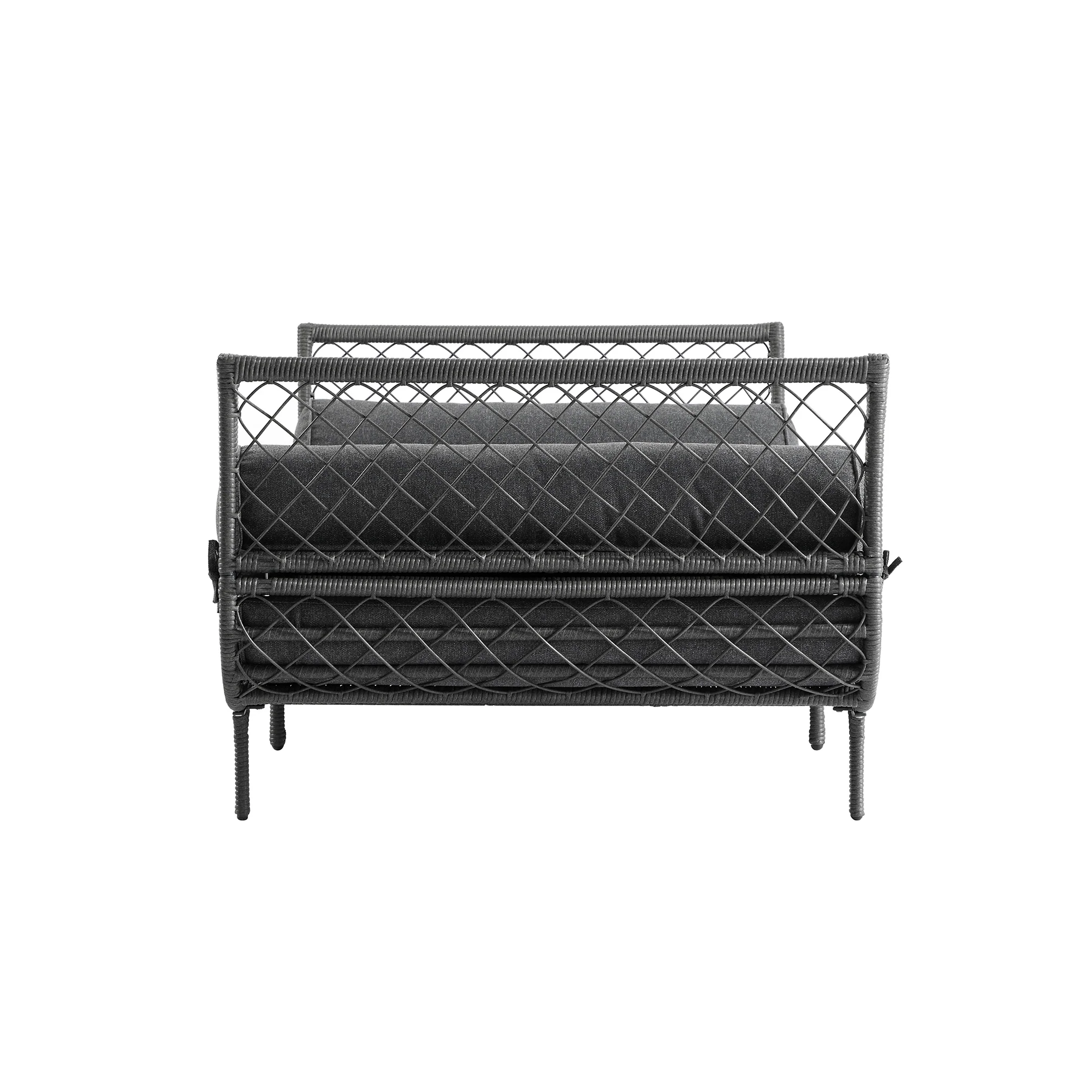 Willowbrook Lattice Weave Rattan Daybed, Dark Grey - Image 10
