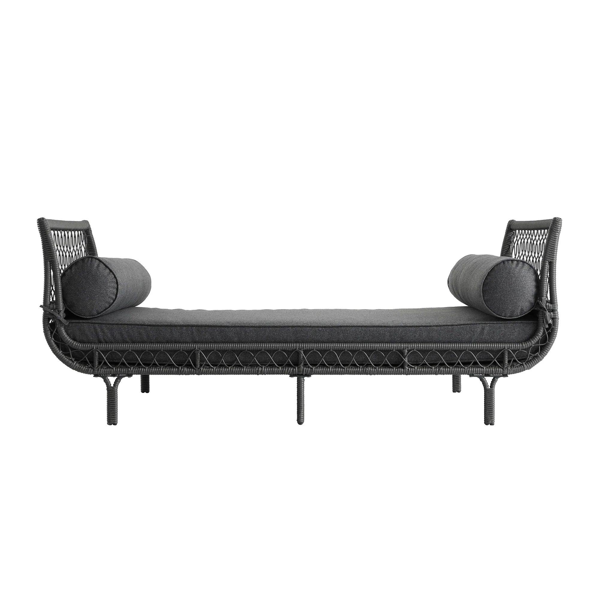 Willowbrook Lattice Weave Rattan Daybed, Dark Grey - Image 6