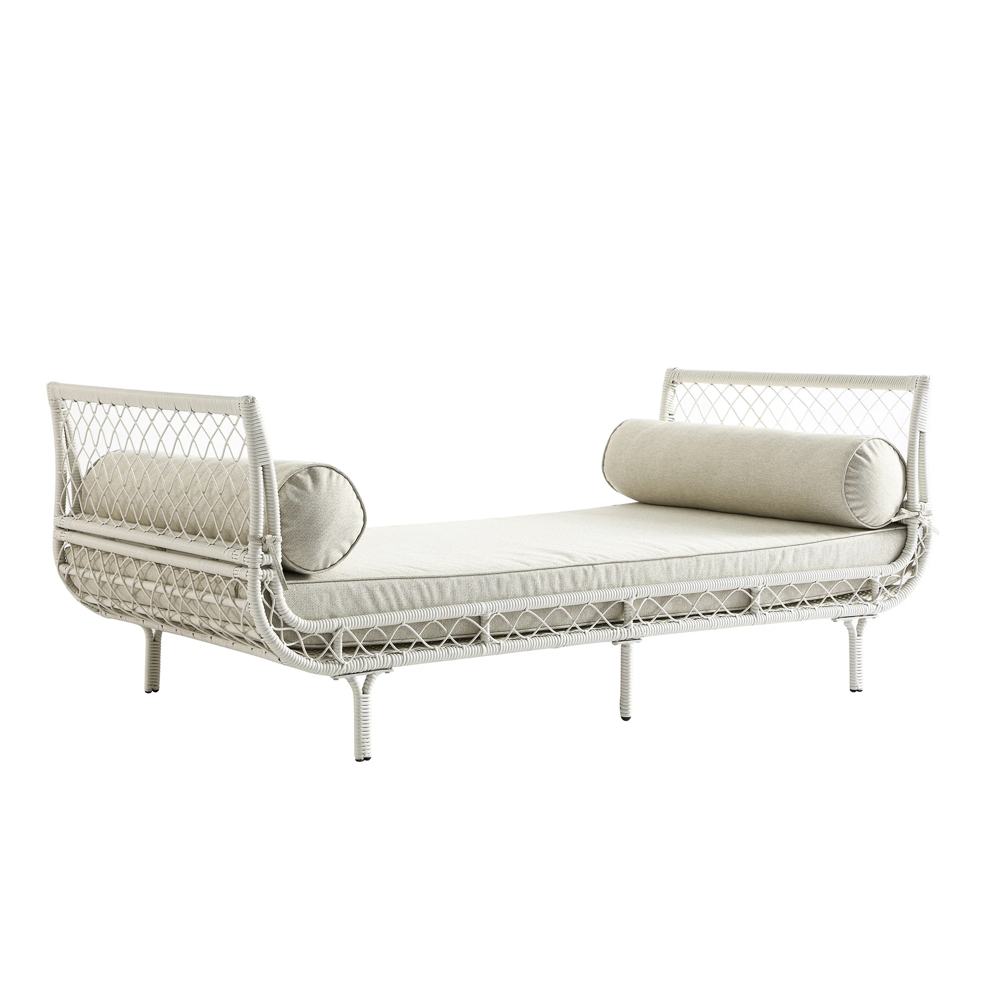 Willowbrook Lattice Weave Rattan Daybed, White - Image 11