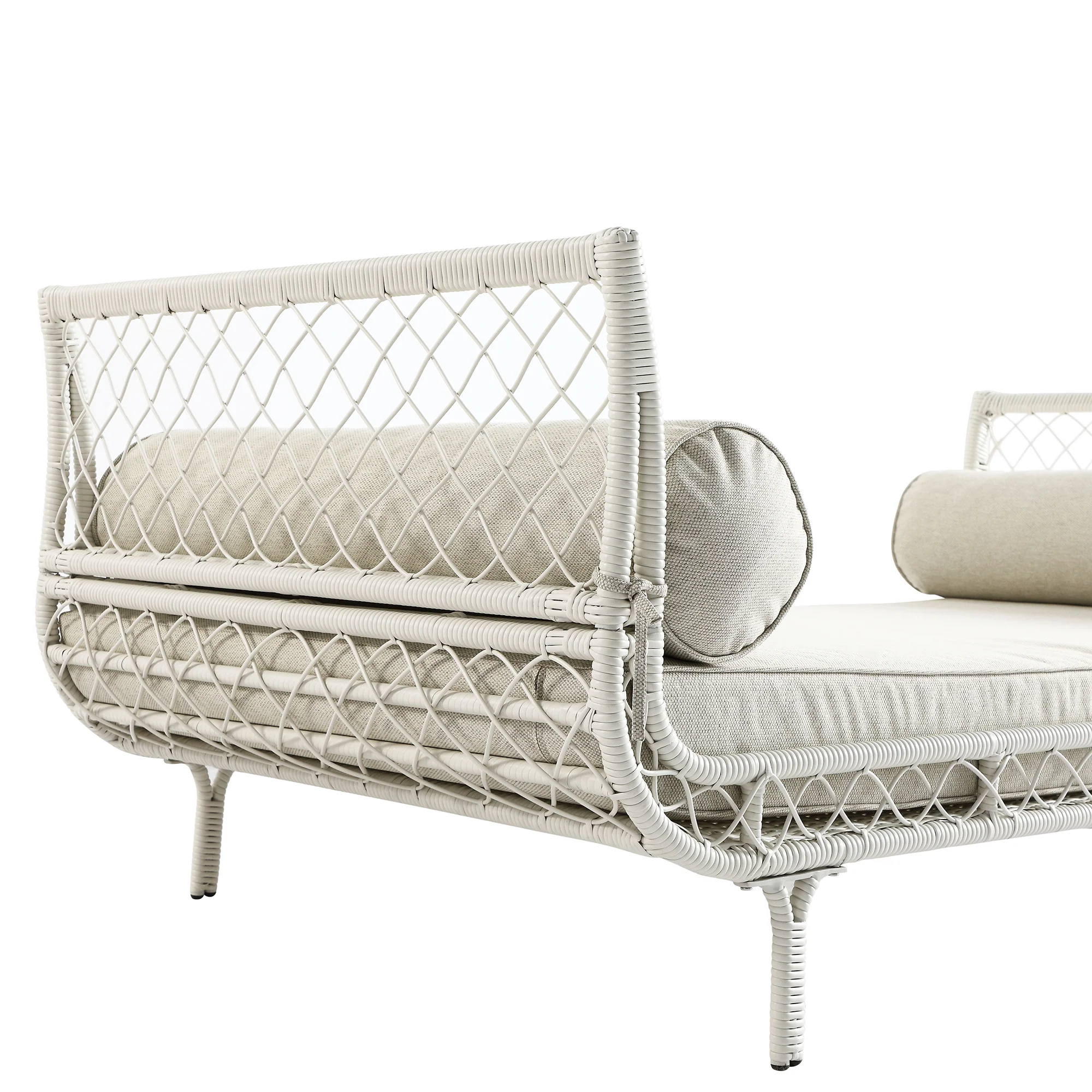 Willowbrook Lattice Weave Rattan Daybed, White - Image 15