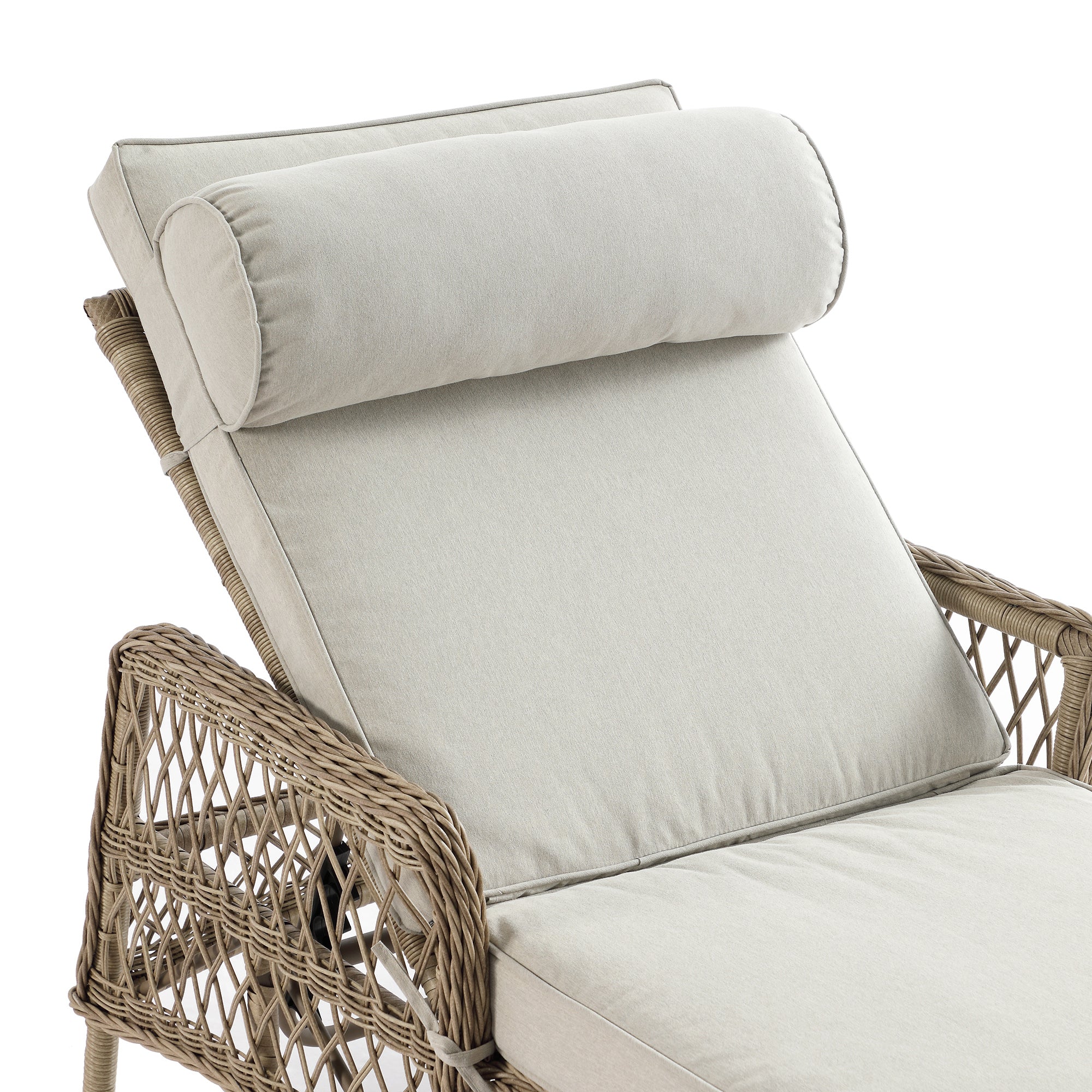 Willowbrook Lattice Weave Rattan Sun Lounger, Natural - Image 16