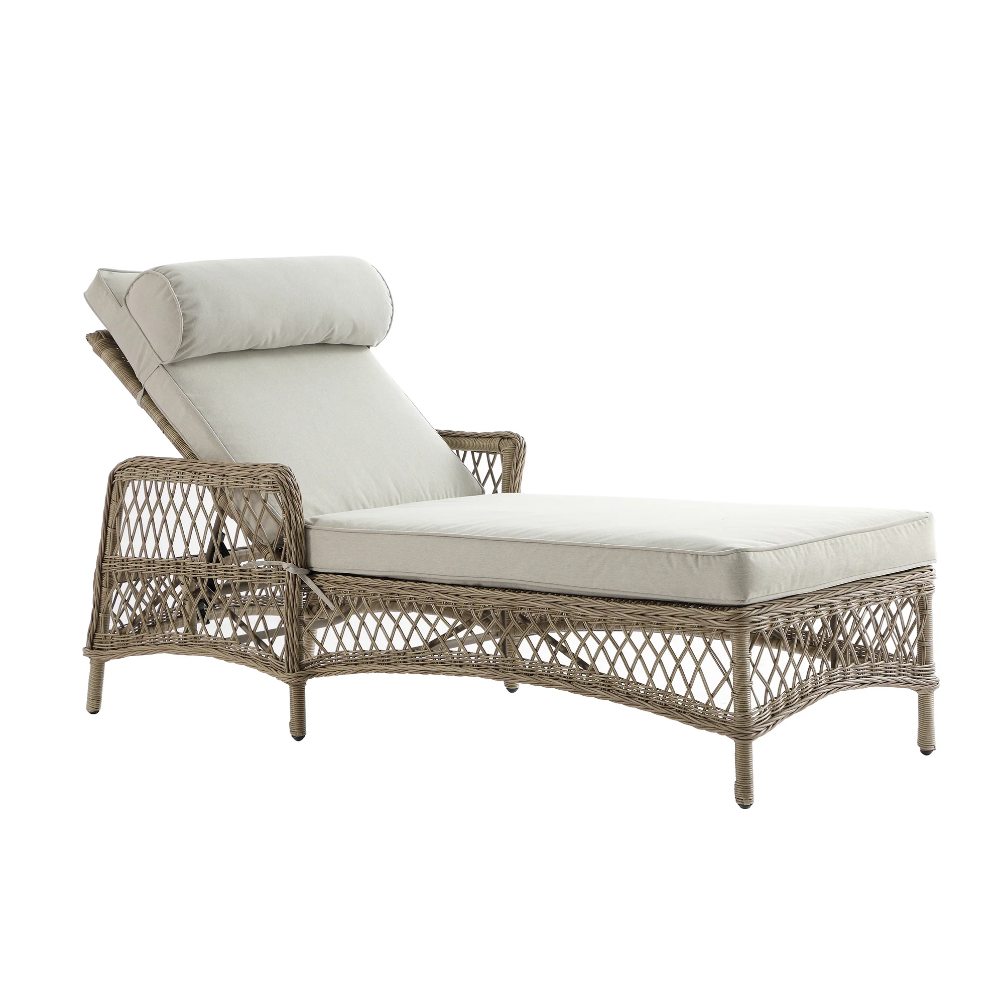Willowbrook Lattice Weave Rattan Sun Lounger, Natural - Image 9