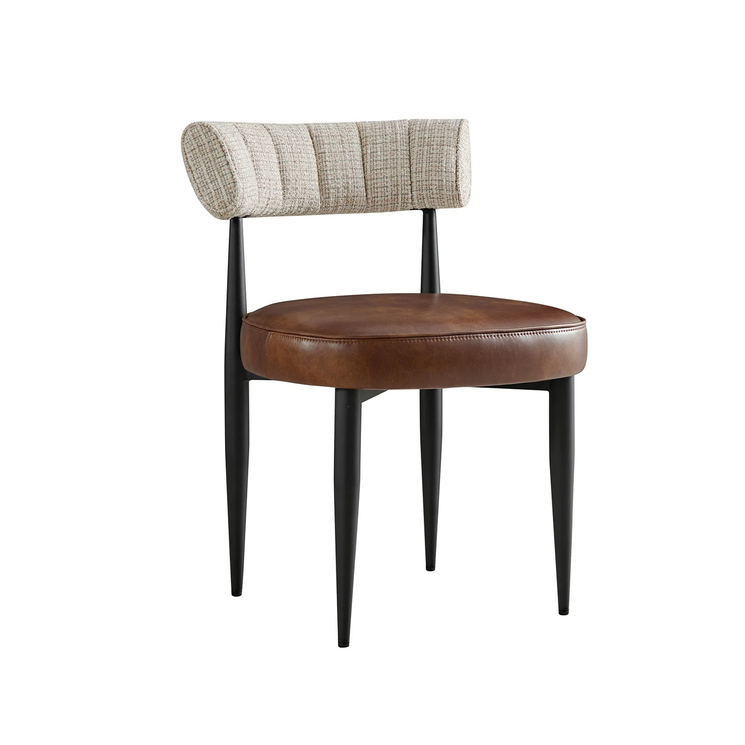 Wilna Set of 2 Dining Chairs, Beige Woven | Vintage Brown Faux Leather - Image 10