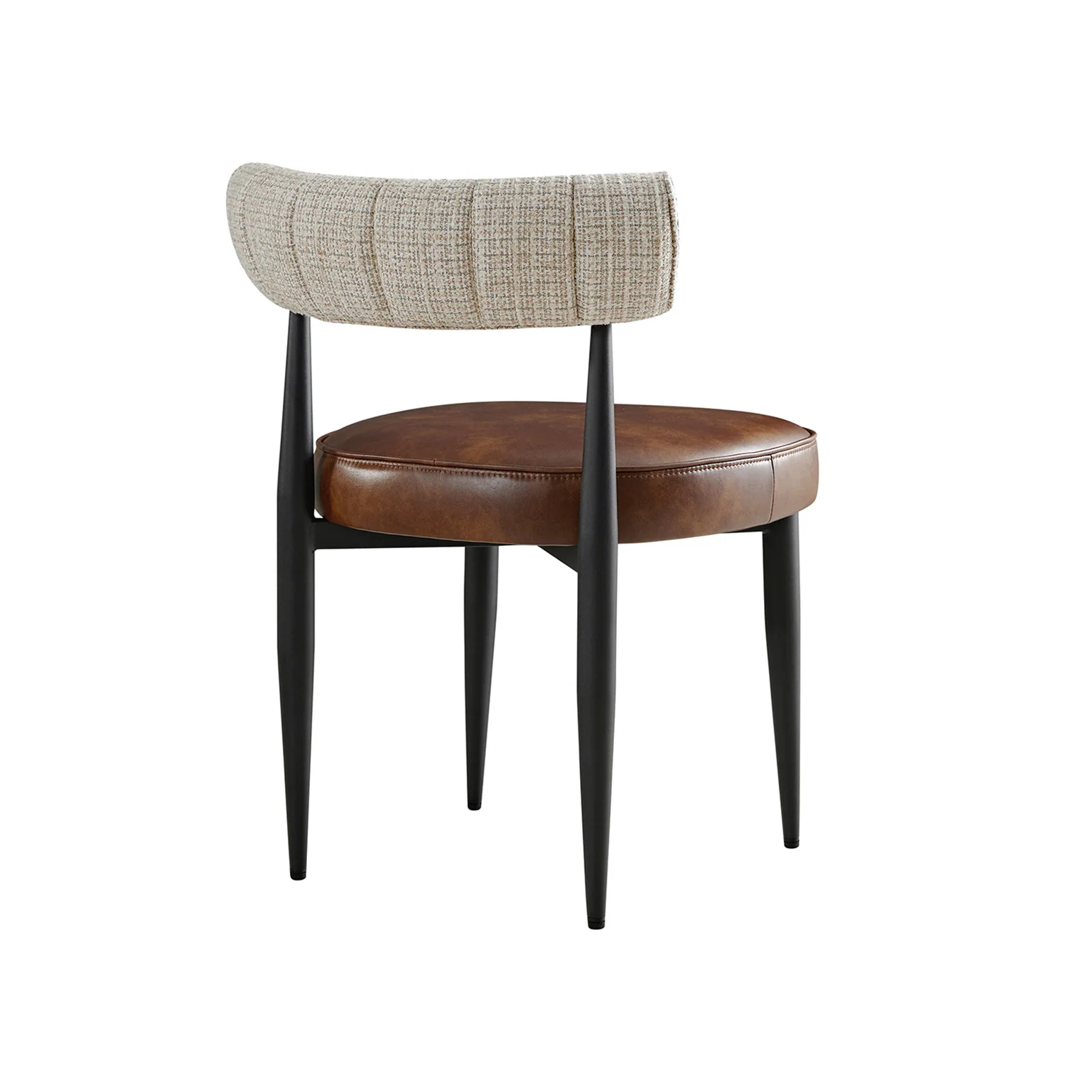 Wilna Set of 2 Dining Chairs, Beige Woven | Vintage Brown Faux Leather - Image 12