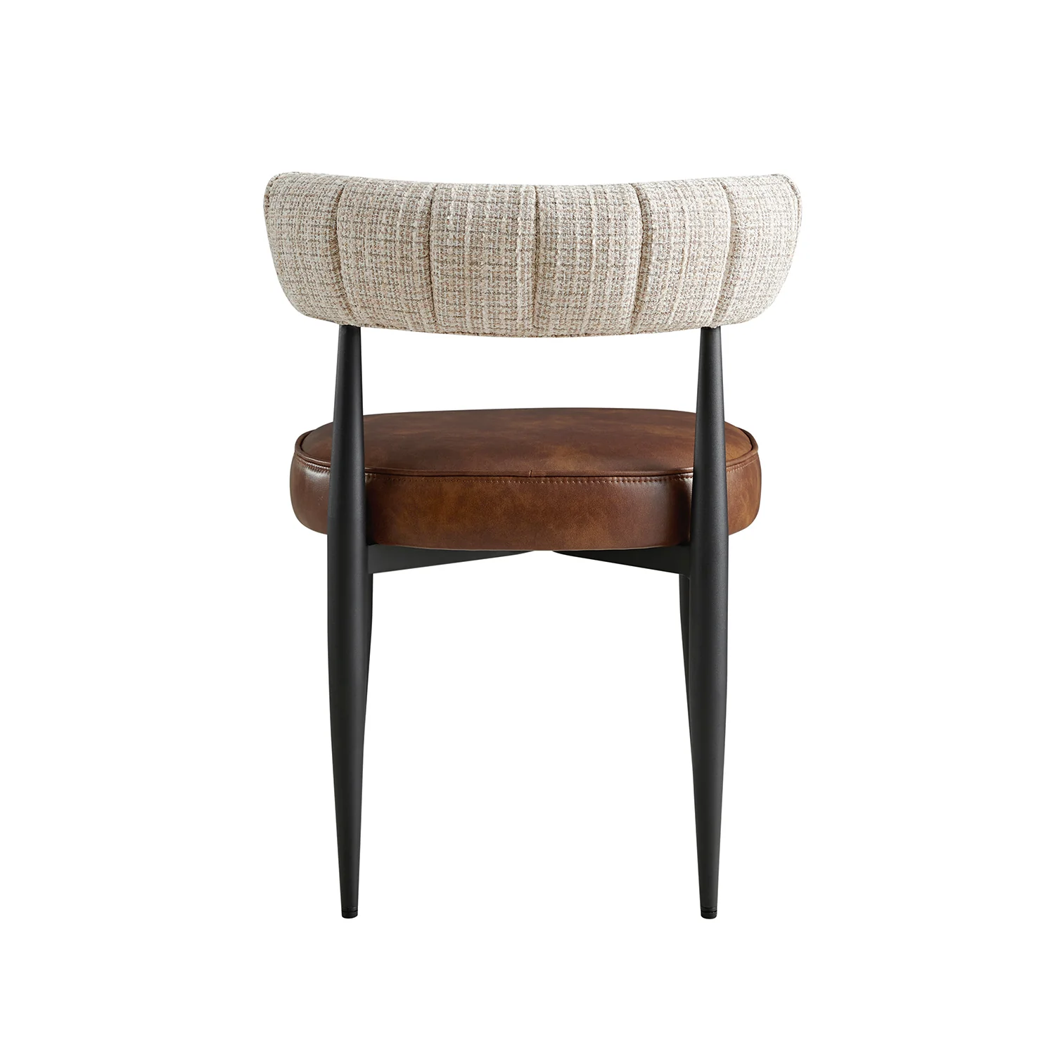 Wilna Set of 2 Dining Chairs, Beige Woven | Vintage Brown Faux Leather - Image 13