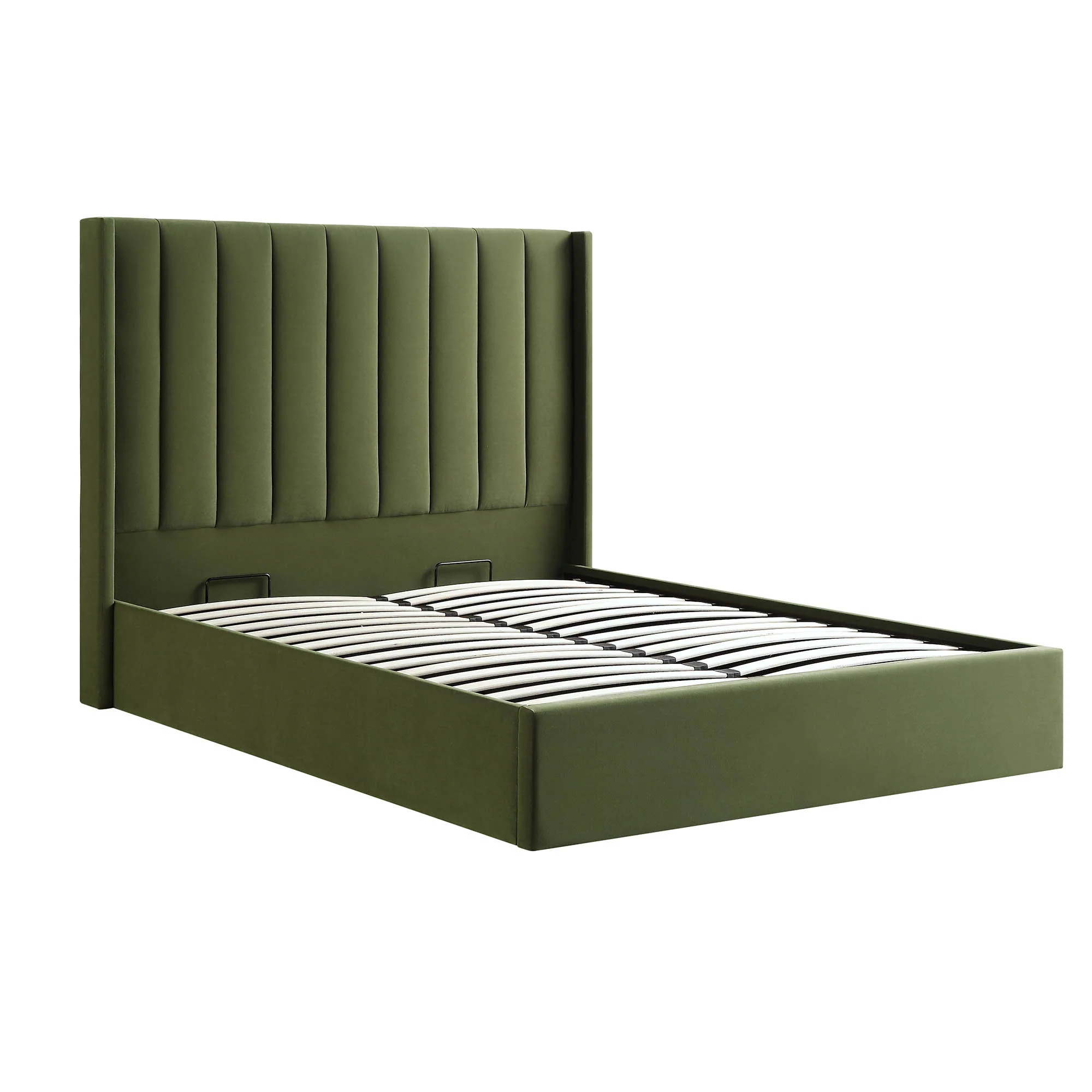 Wilton Moss Green Velvet Ottoman Storage Bed - Image 6