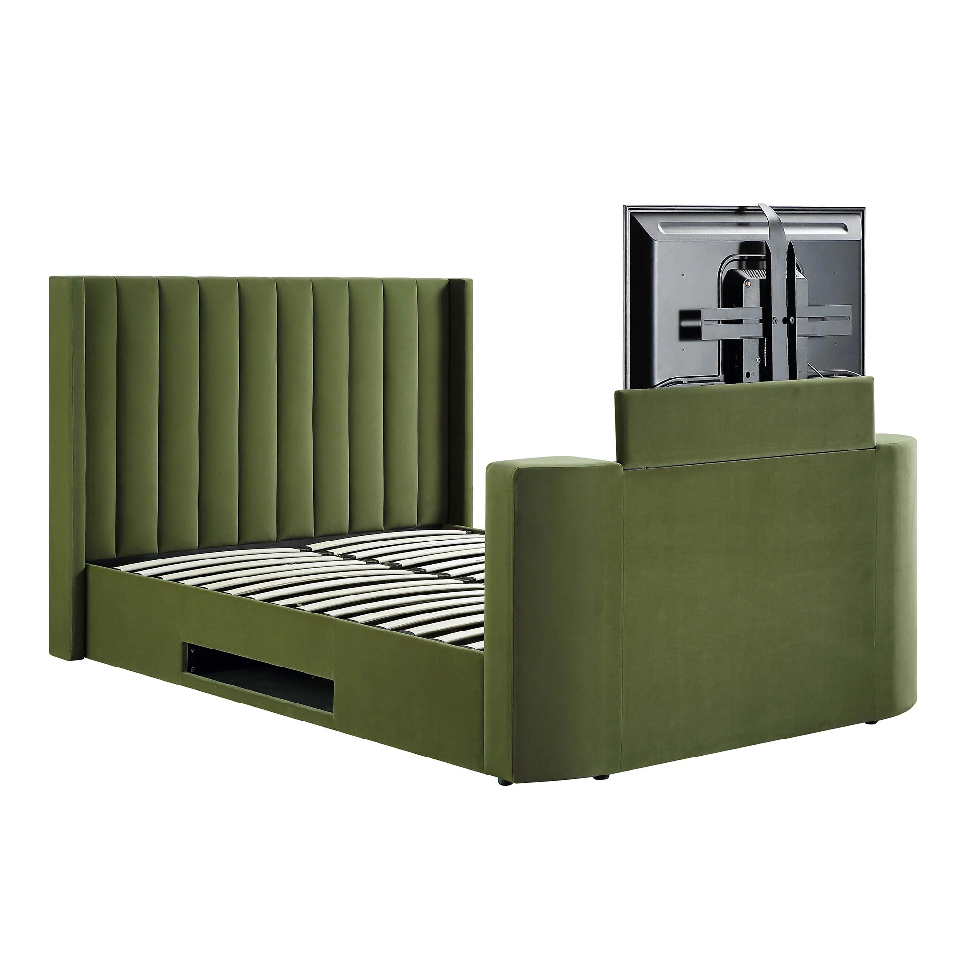 Wilton Moss Green Velvet Ottoman TV Bed - Image 6