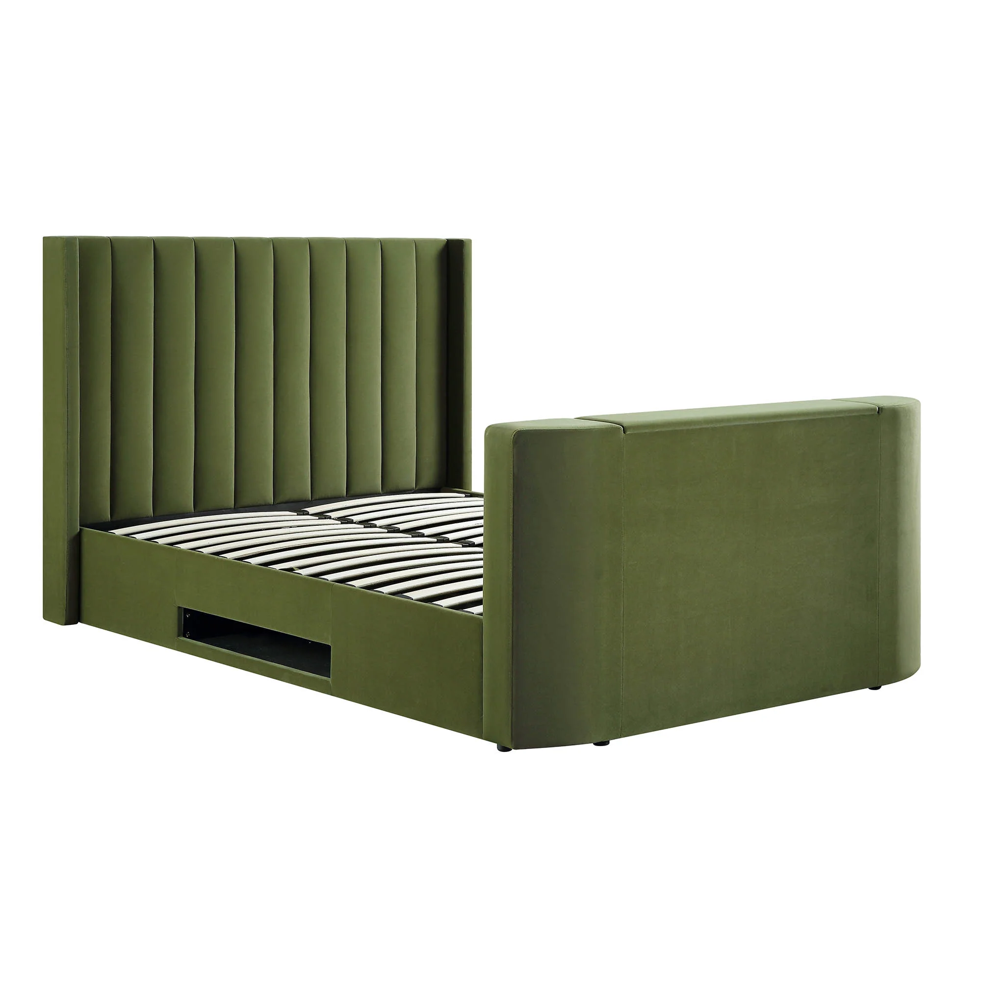 Wilton Moss Green Velvet Ottoman TV Bed - Image 9