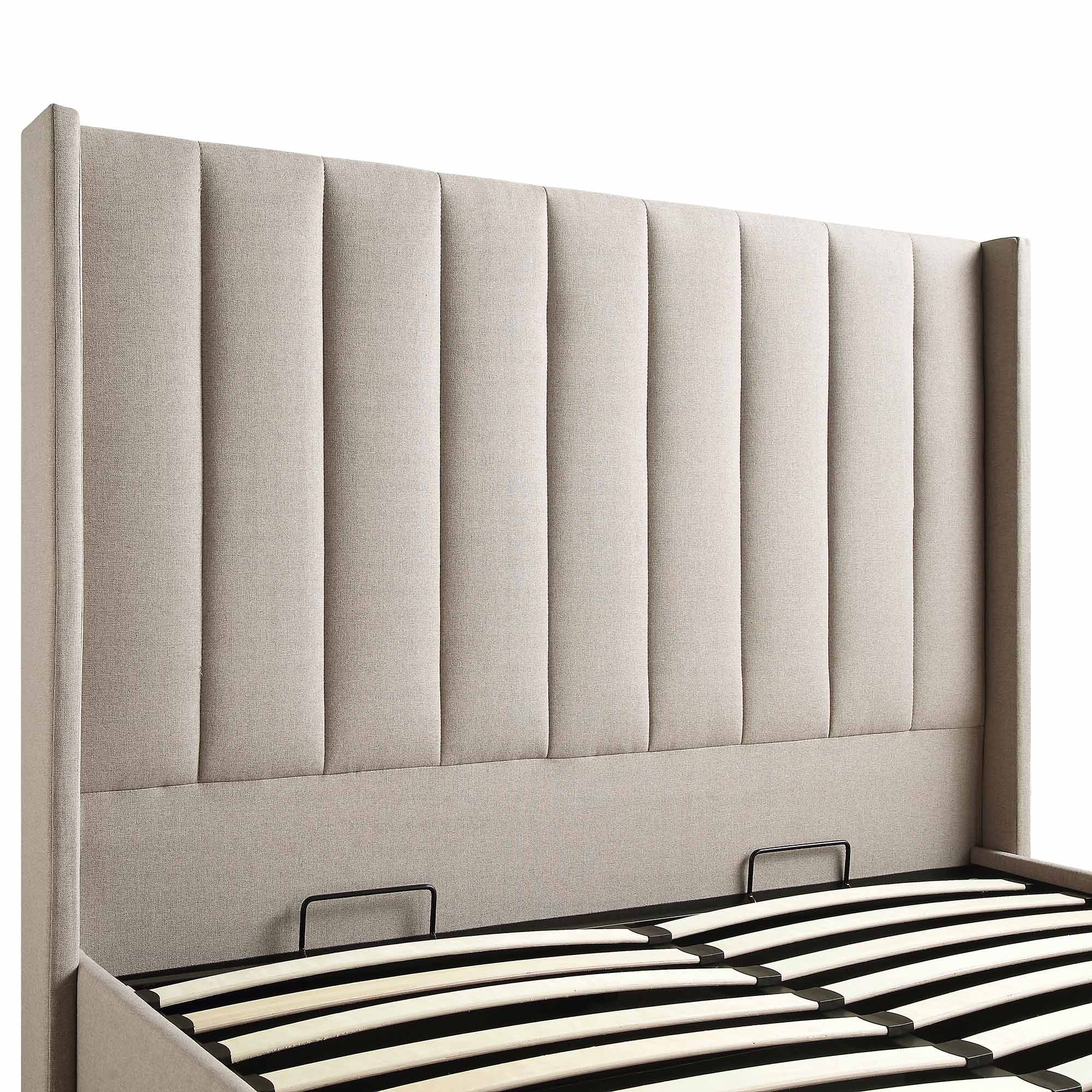 Wilton Warm Stone Fabric Ottoman Storage Bed - Image 11