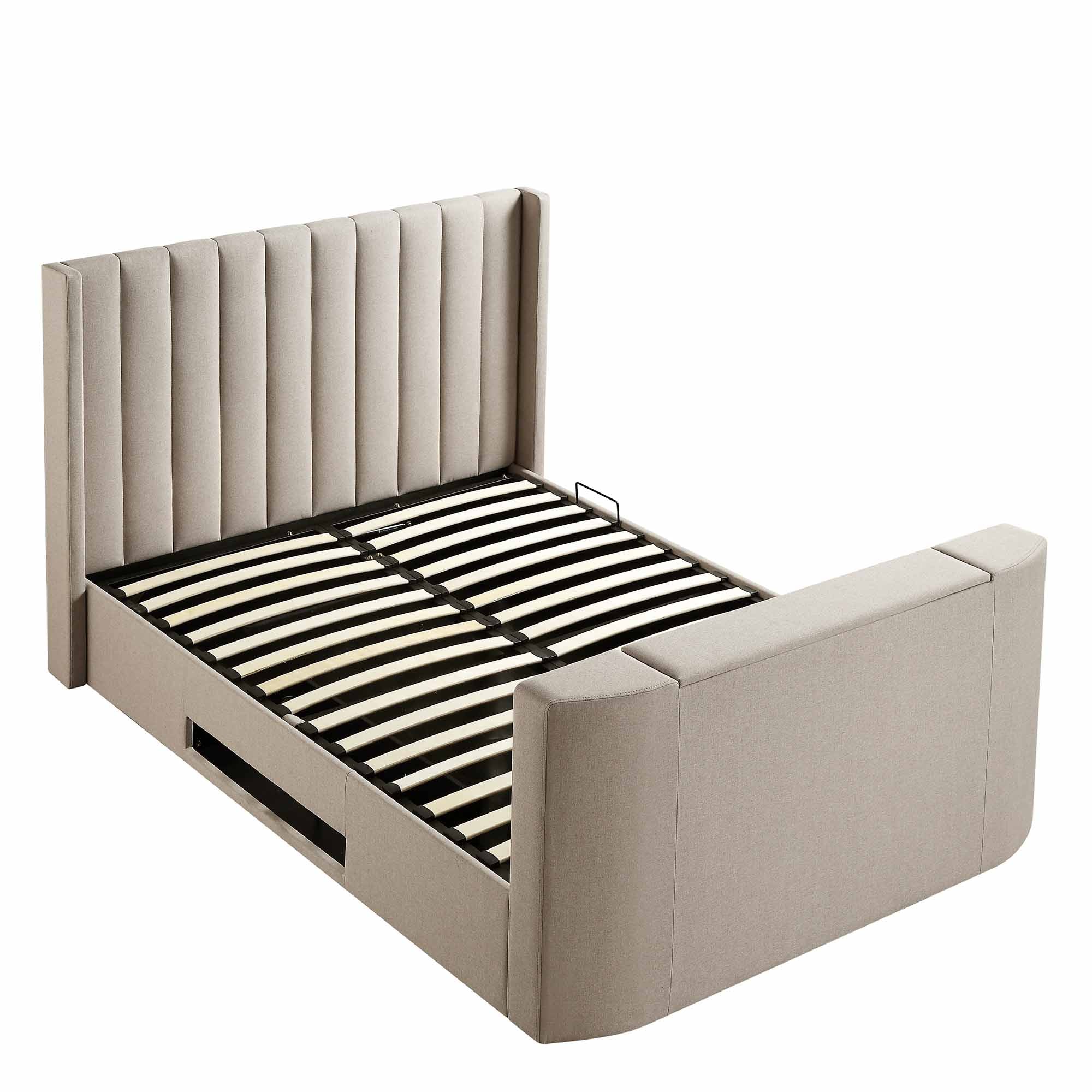 Wilton Warm Stone Fabric Ottoman TV Bed - Image 10