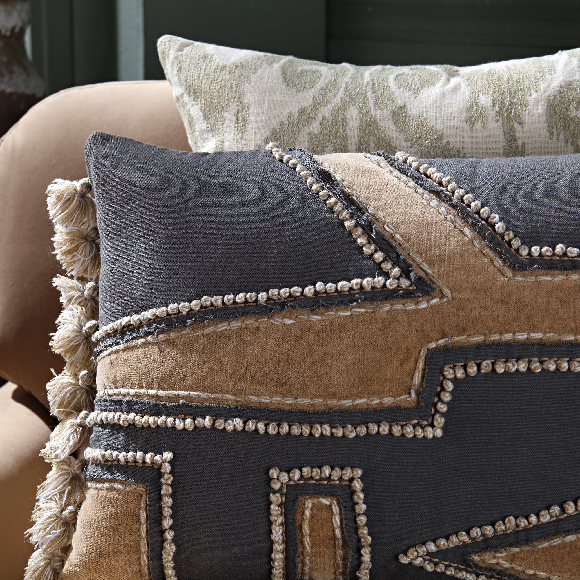 Wylder Collection Enzyme Washed Wool Tassel Cushion - Image 3