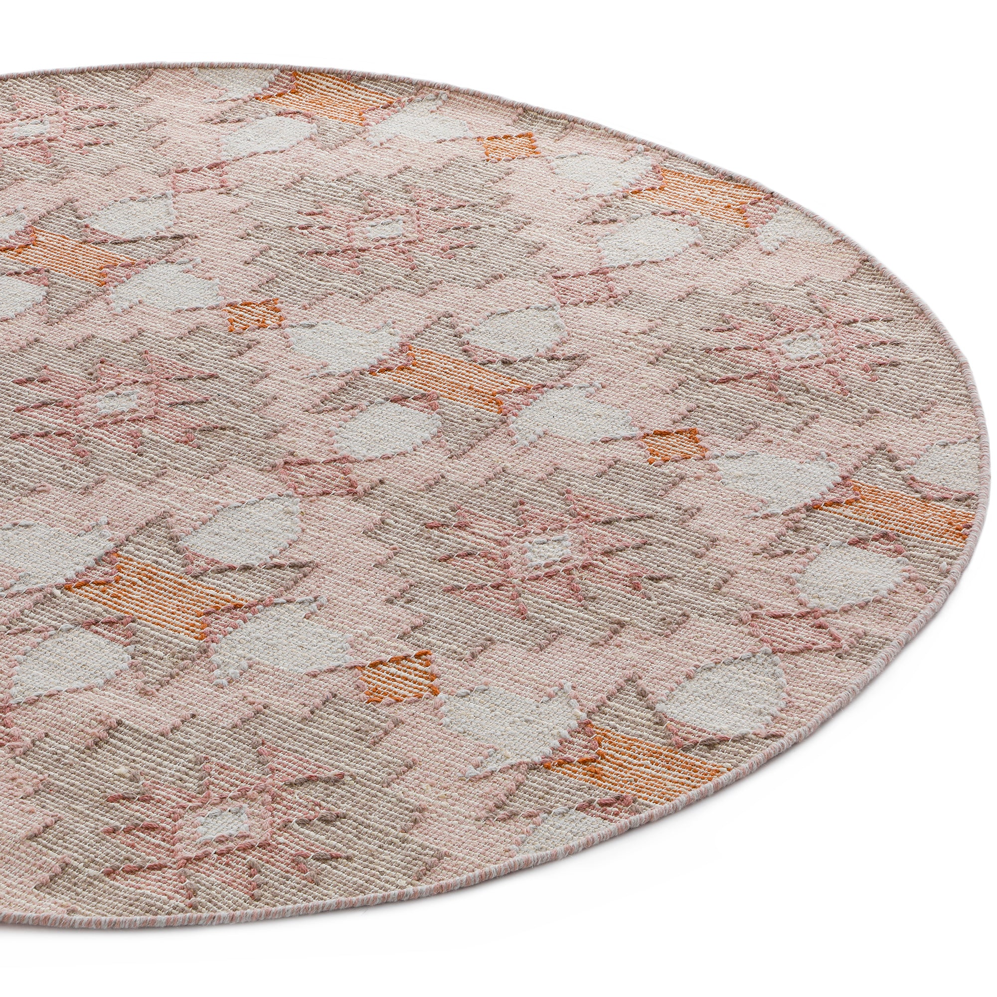 Yasmin Kilim Pink Handwoven Wool & Jute Round Rug - Image 2